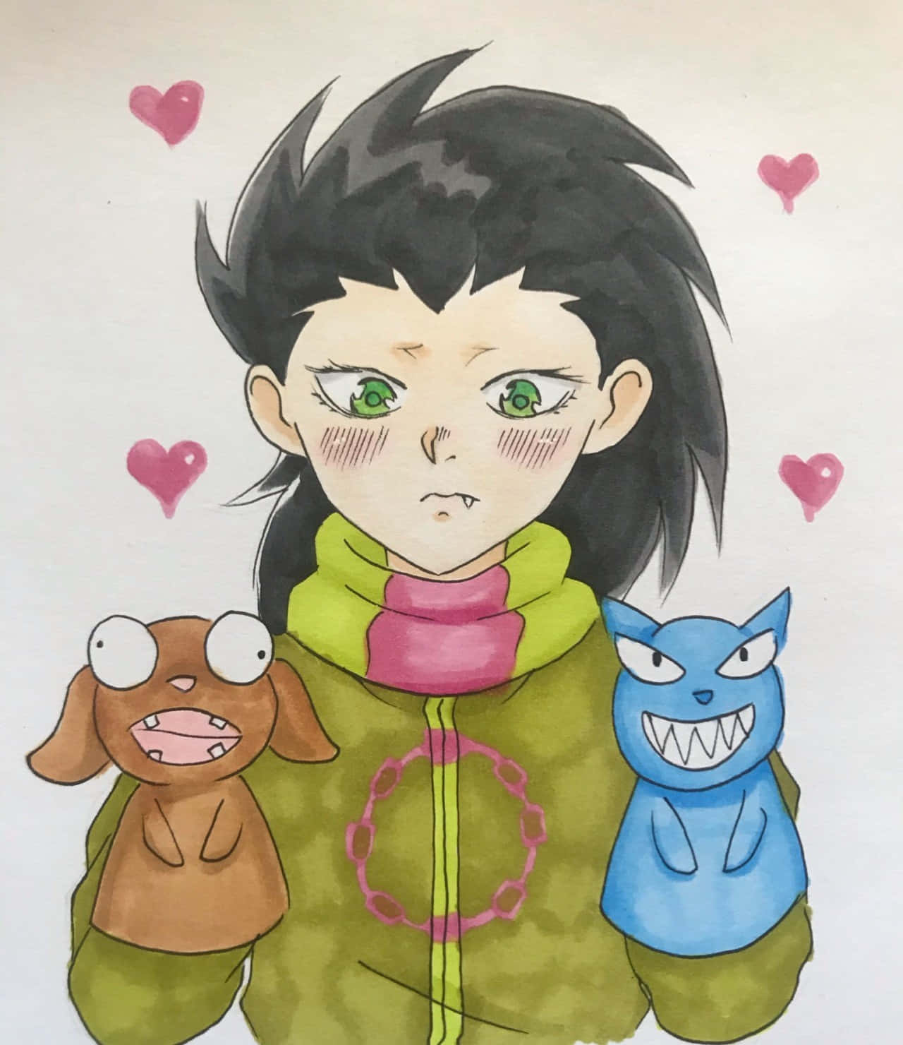 Kensuke Midorikawa, green eyes, black hair, HD Phone Wallpaper