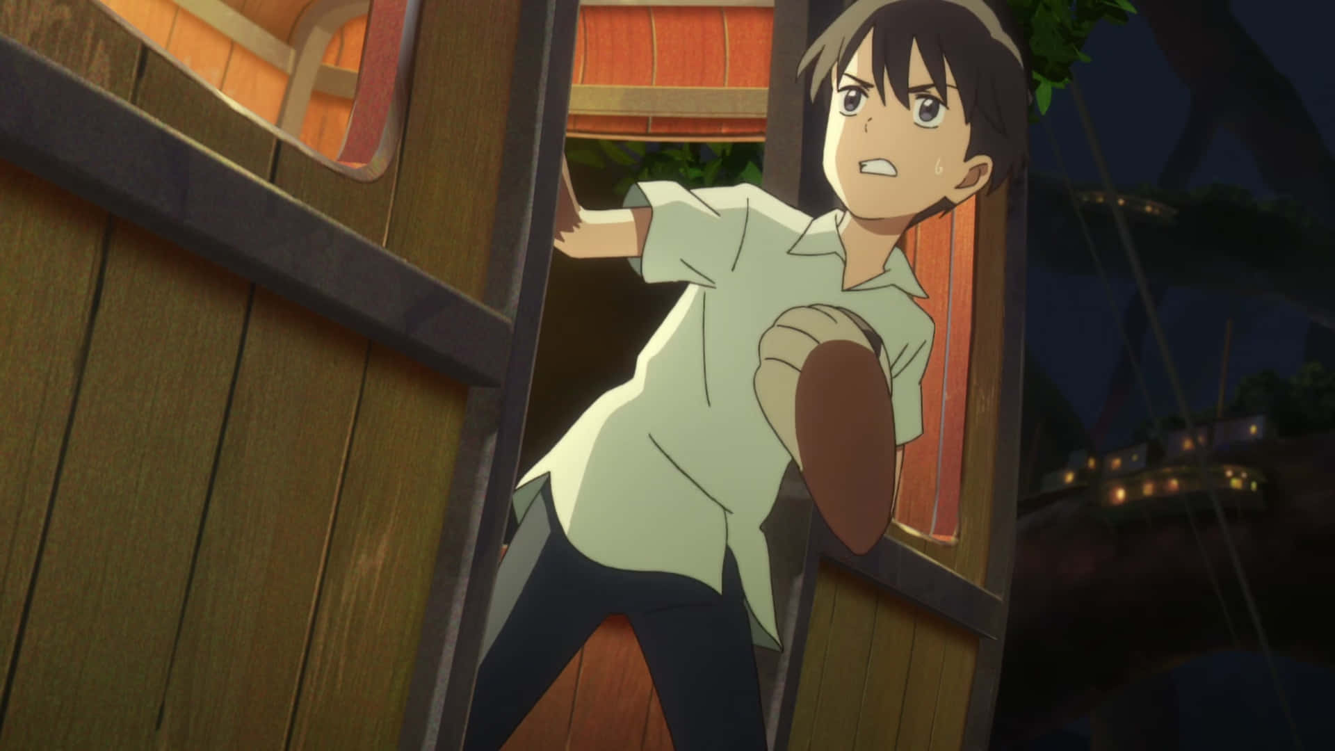 Kento Hinode, light shirt, wooden door frame, Full HD Desktop Wallpaper