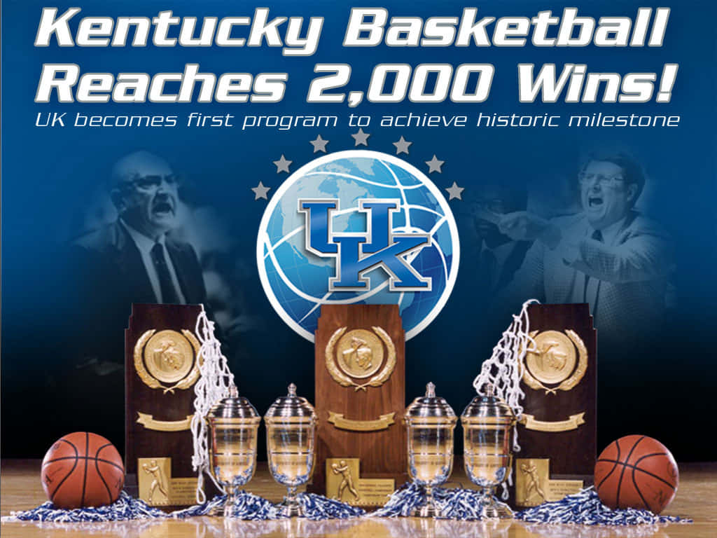 Kentucky Basketball, 2000 wins, trophies, SD Desktop Wallpaper