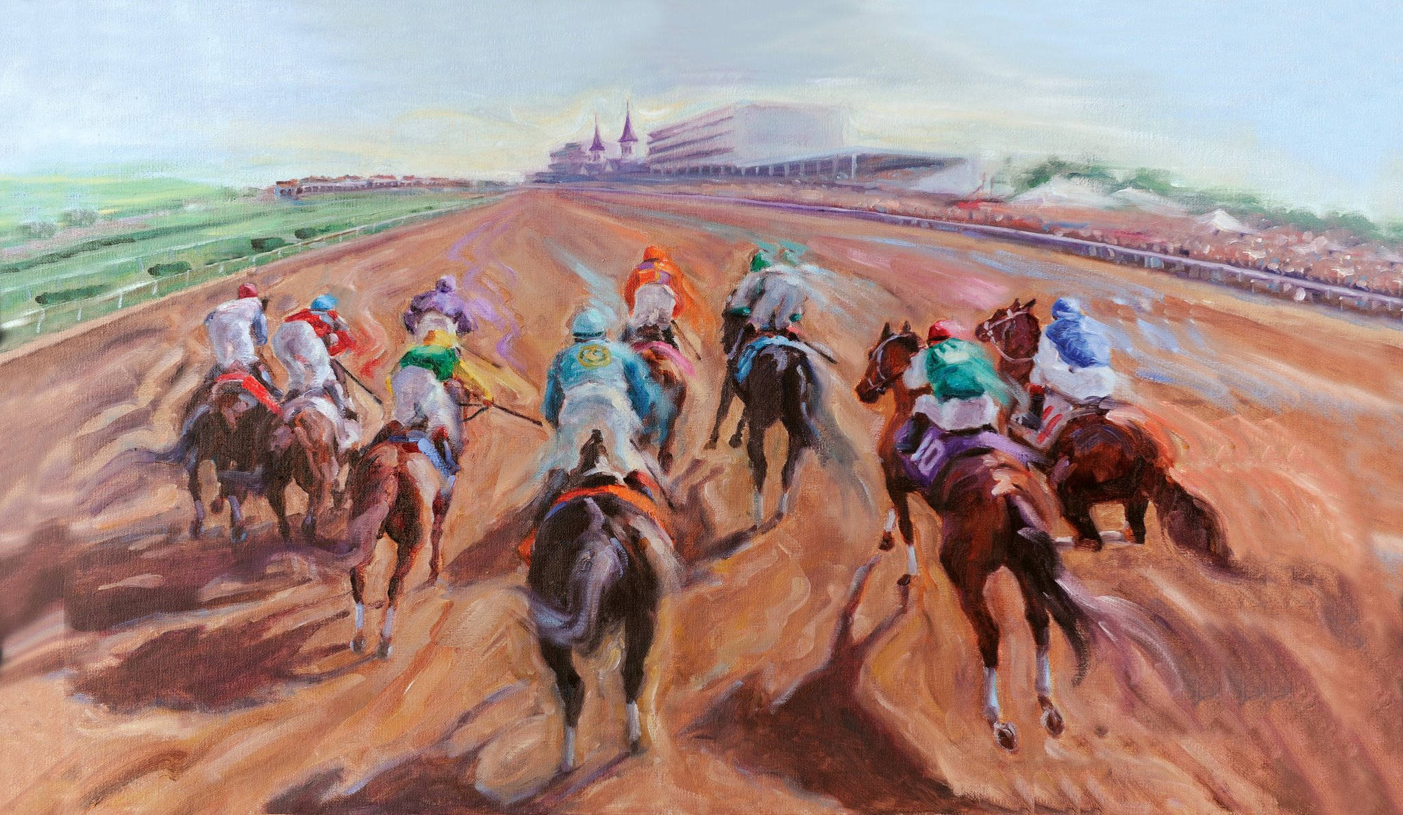 Kentucky Derby, jockeys, colorful silks, Full HD Desktop Wallpaper