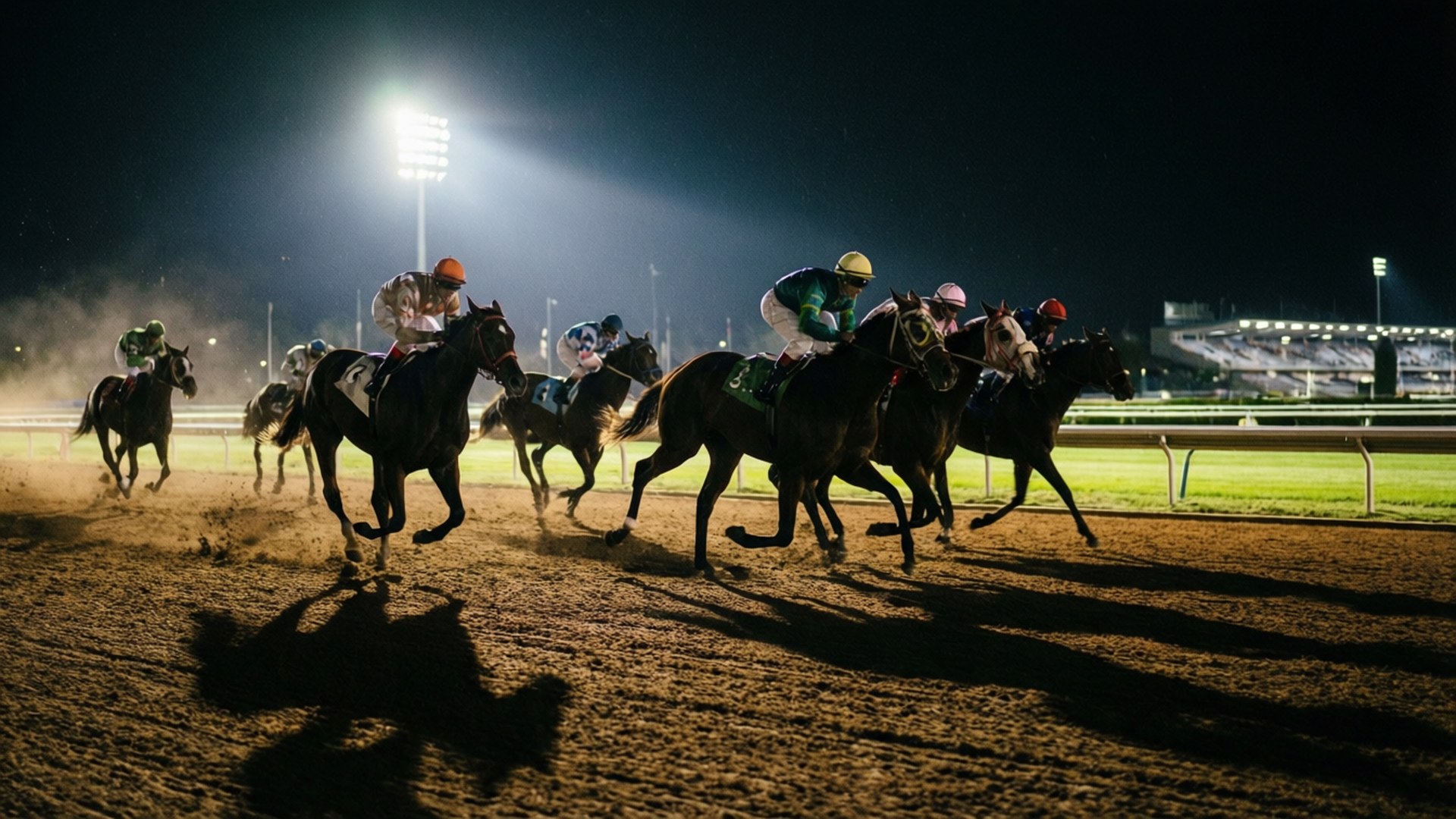 Night Derby, jockeys, horses, Full HD Desktop Wallpaper