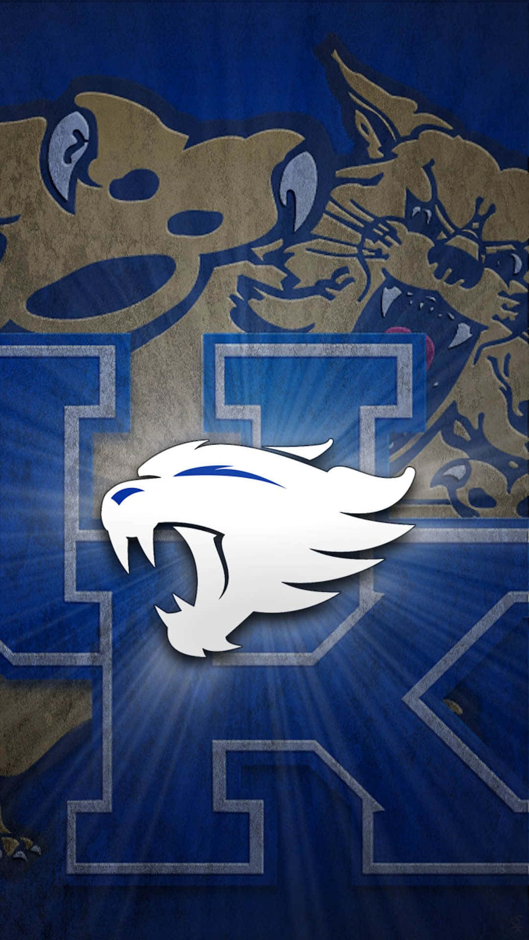 Kentucky Wildcats, white wildcat logo, blue accents, Full HD Phone Wallpaper