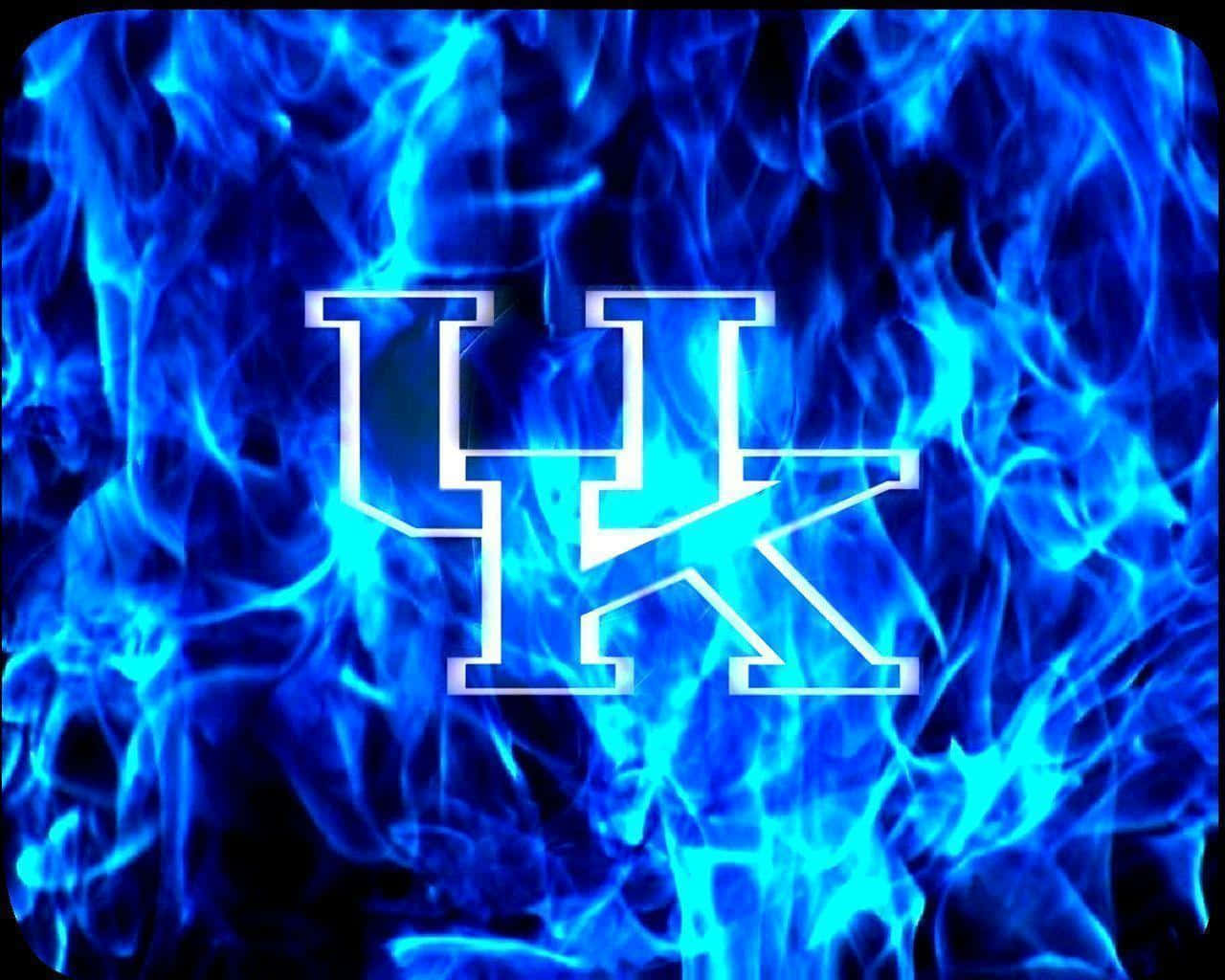 Kentucky Wildcats, blue flames, white UK letters, HD Desktop Wallpaper
