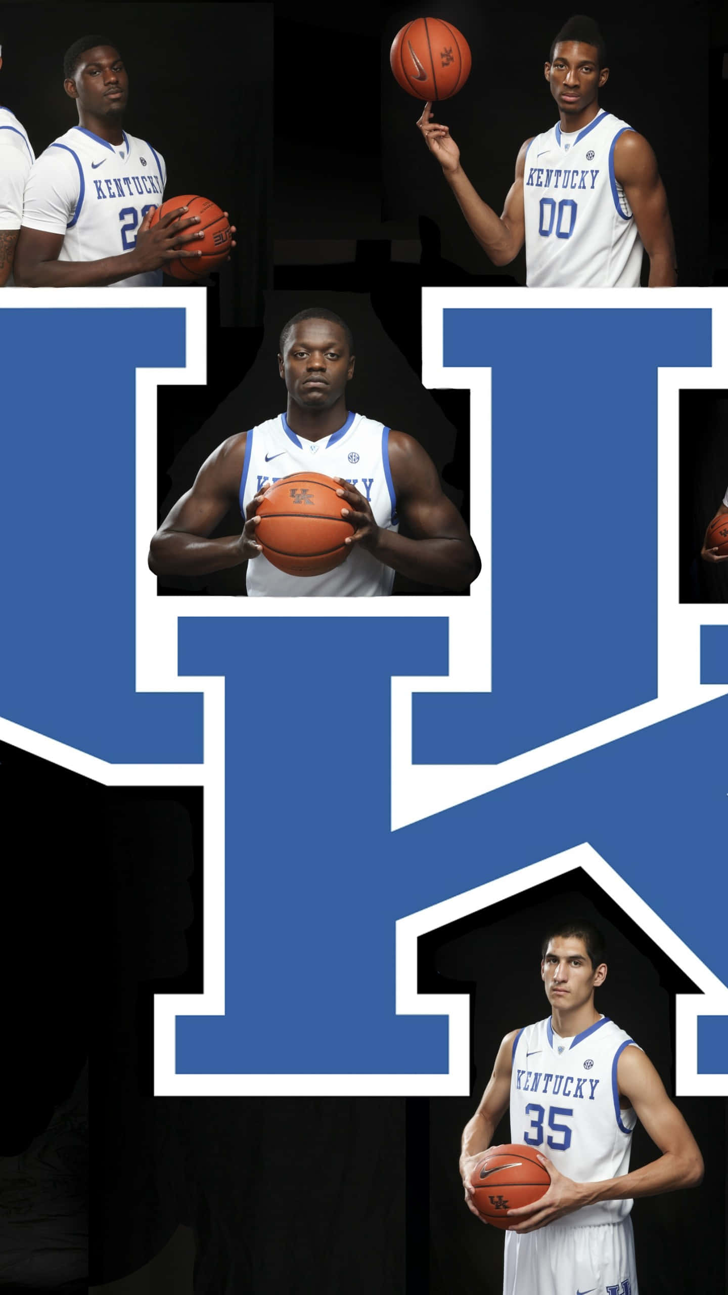 Kentucky Wildcats, white jerseys, black background, 2K Phone Wallpaper