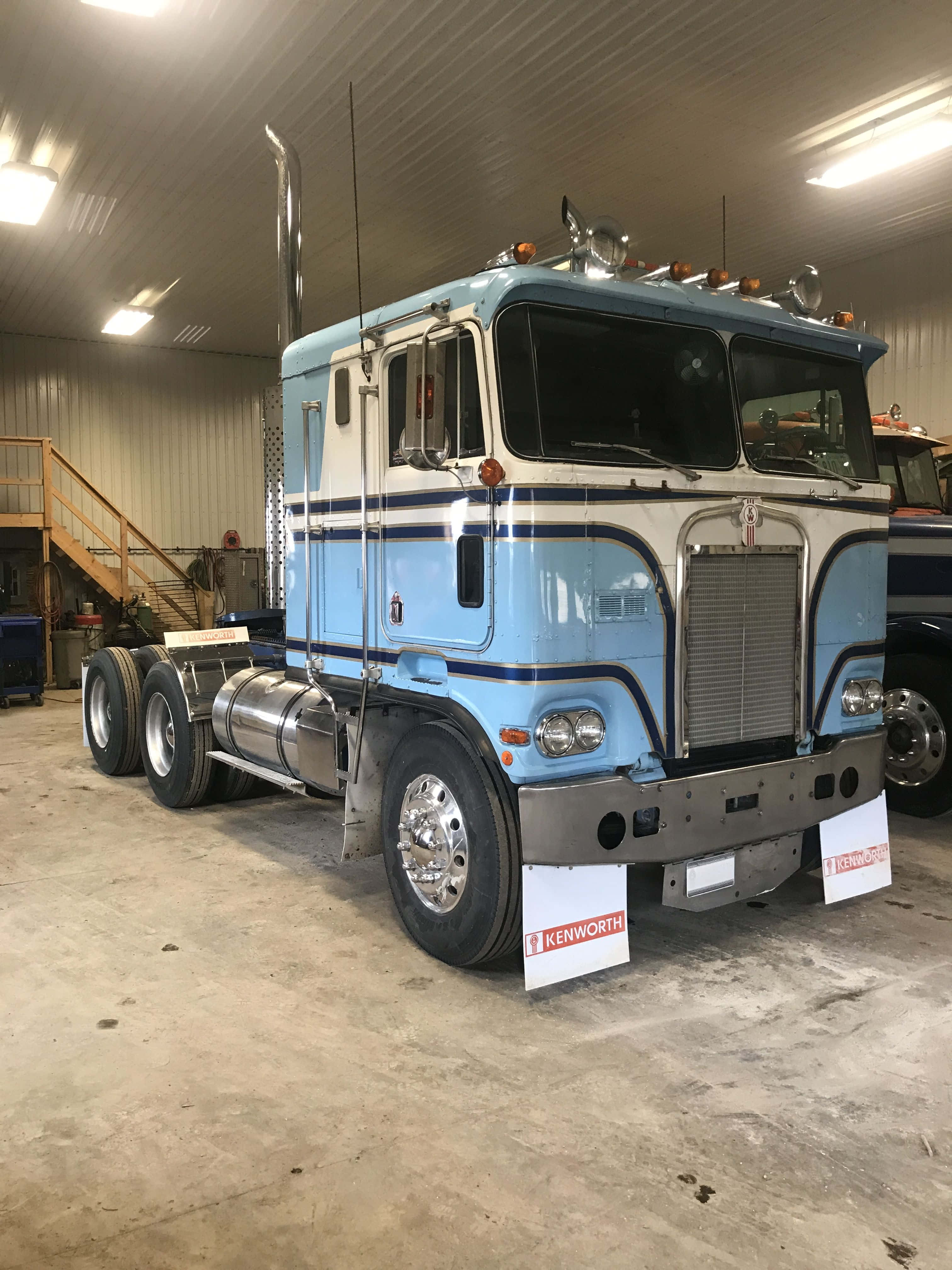 Kenworth K100, light blue, chrome accents, 4K Phone Wallpaper