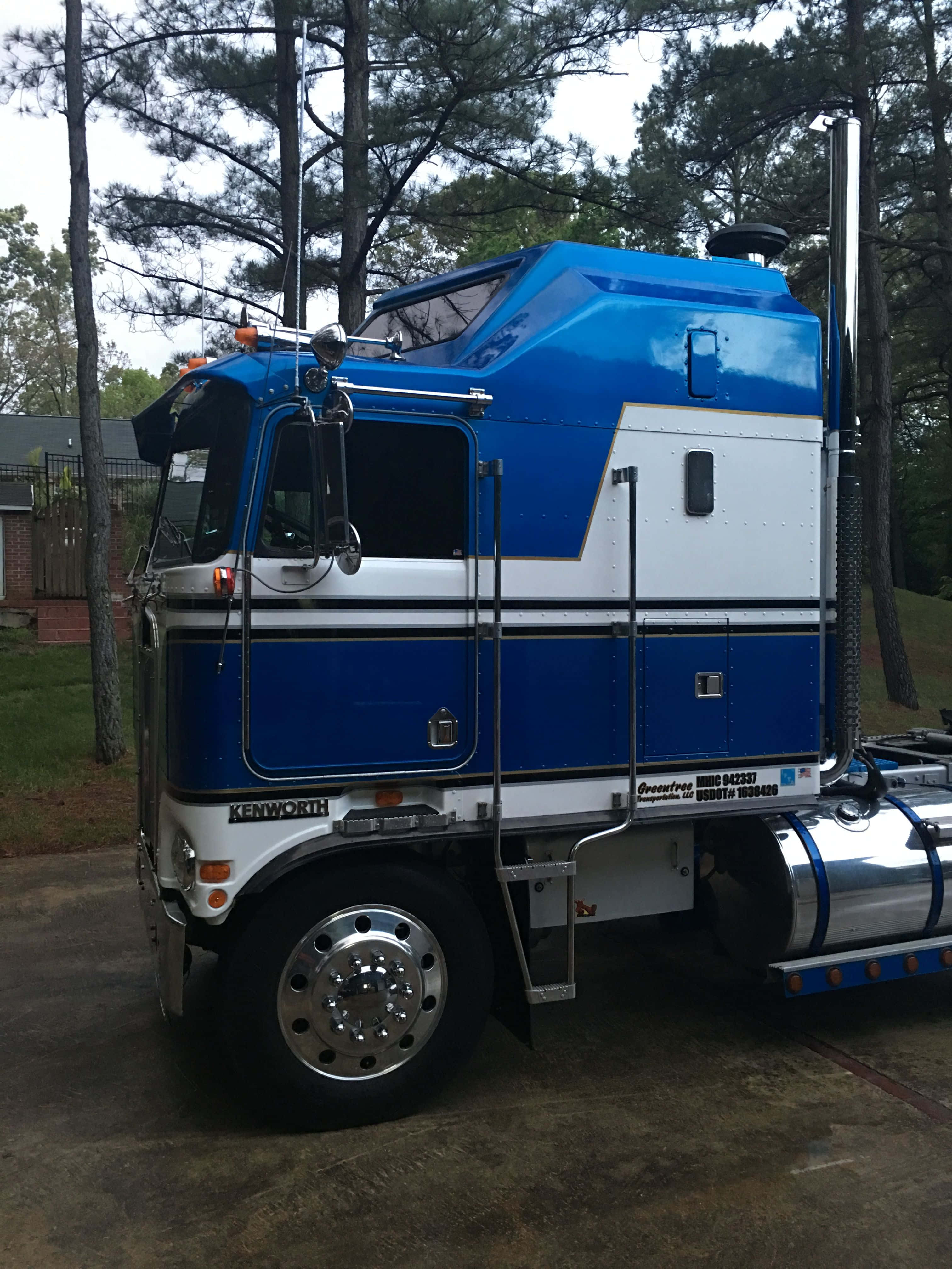 Kenworth K100, blue and white, semi-truck, 4K Phone Wallpaper