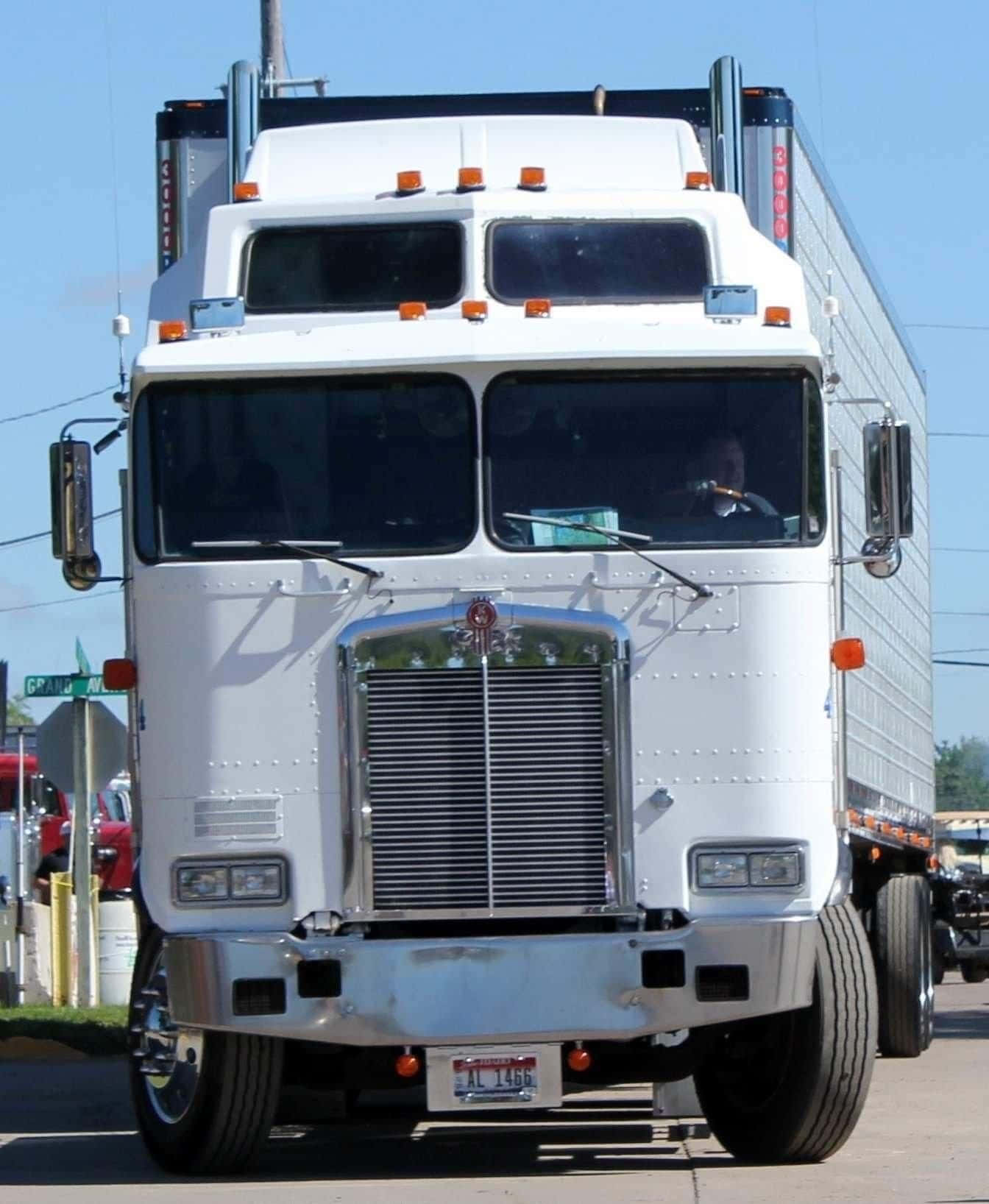 Kenworth K100, white semi-truck, chrome grille, HD Phone Wallpaper