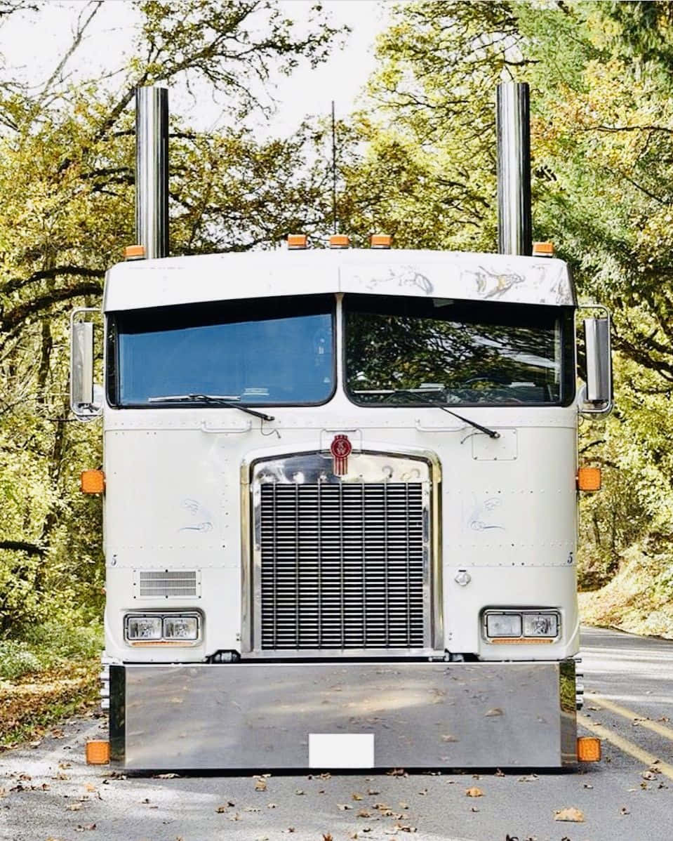 Kenworth K100, white, chrome exhaust stacks, SD Phone Wallpaper