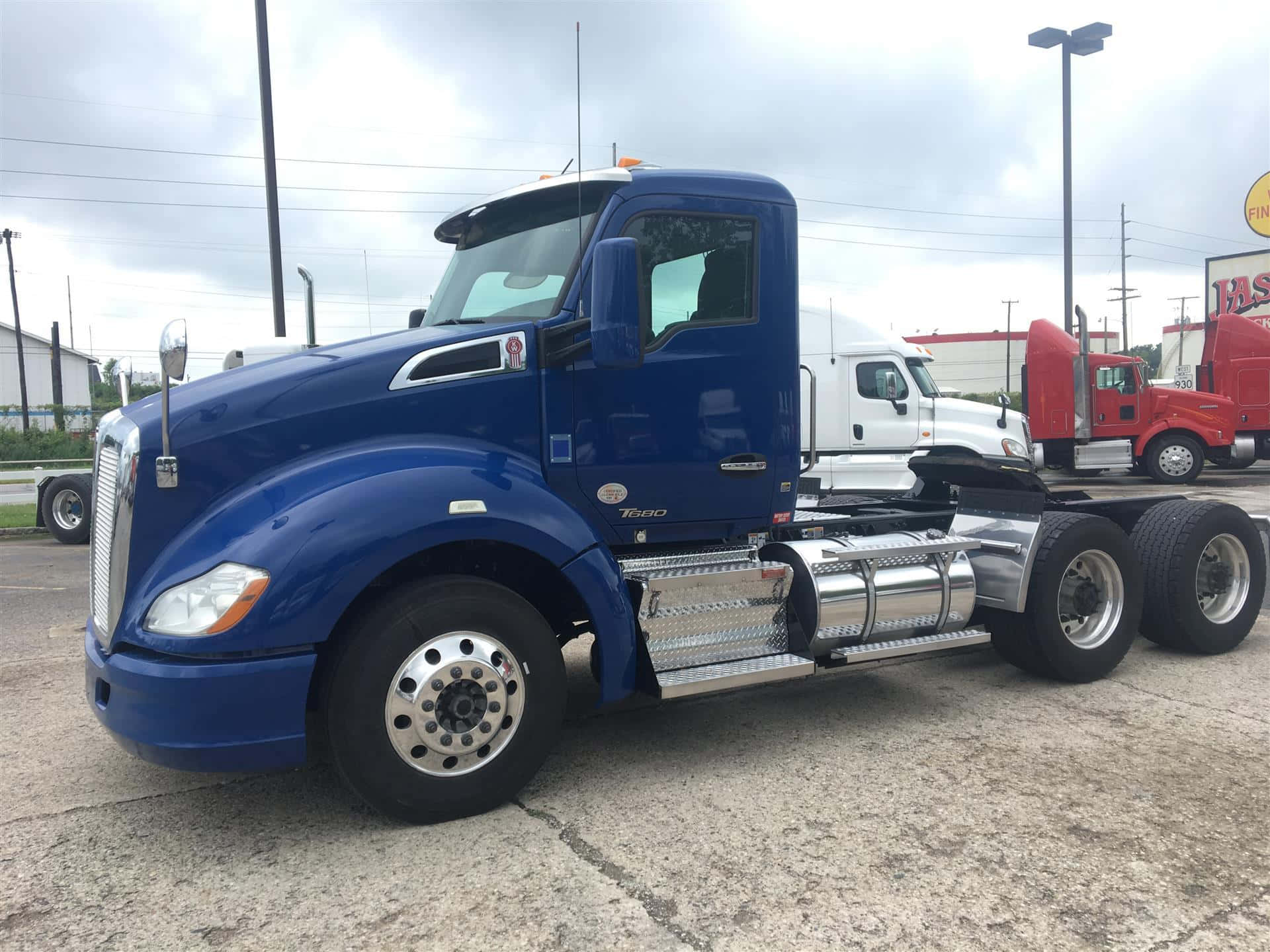 Kenworth T680, glossy blue, cracked asphalt, Full HD Desktop Wallpaper
