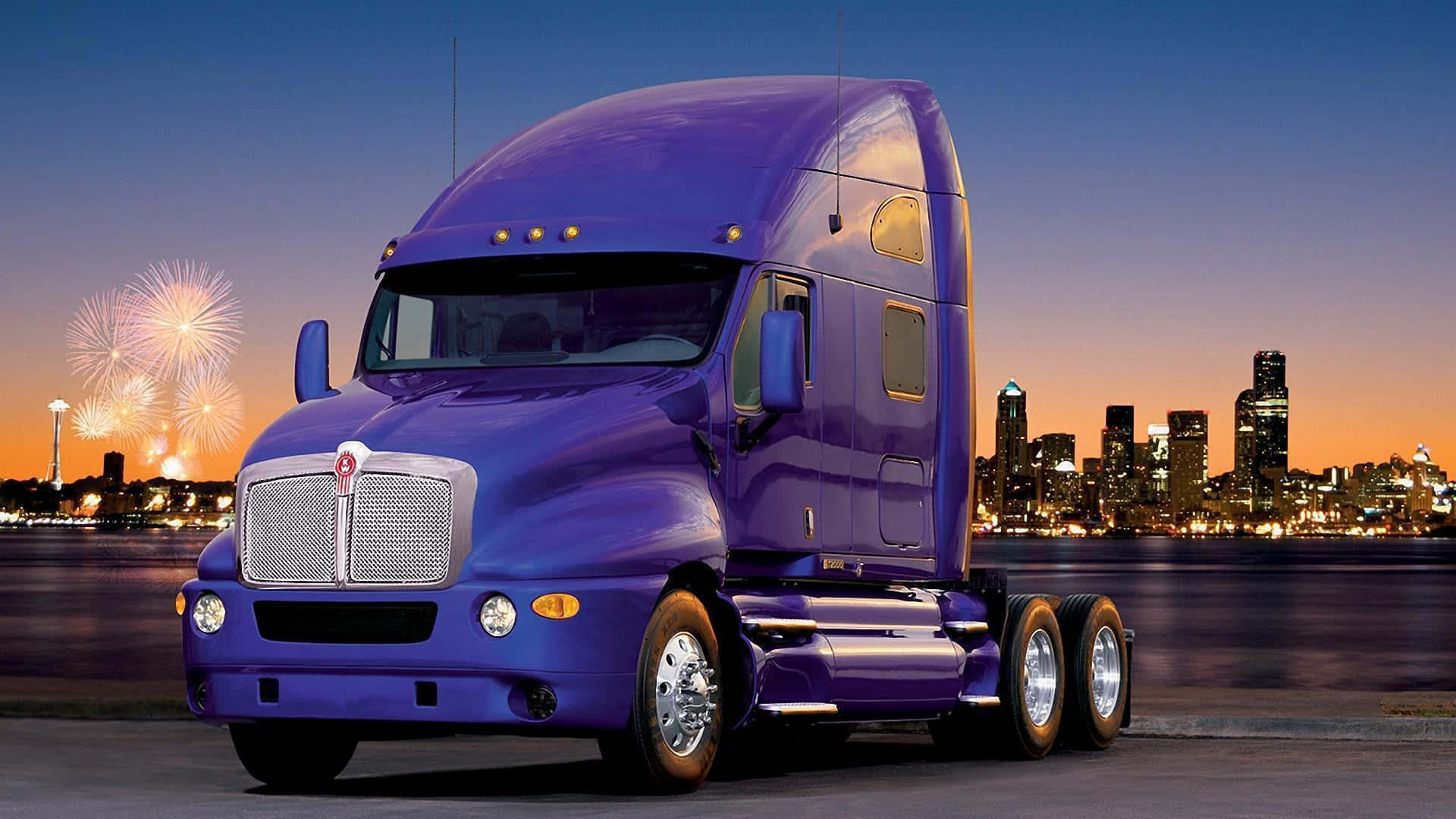 Kenworth T680, glossy purple, water, Full HD Desktop Wallpaper