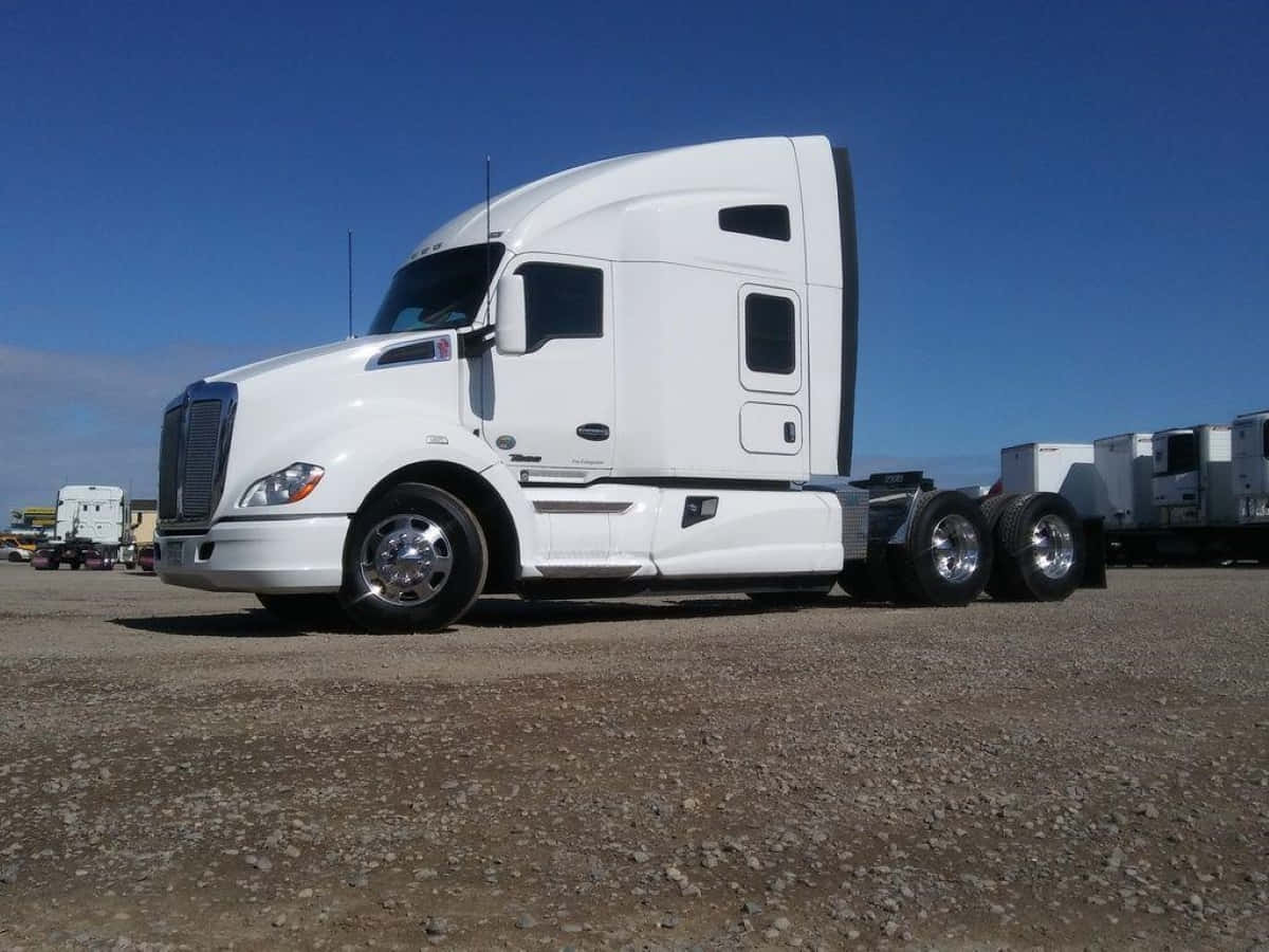 Kenworth T680, pristine white, semi-truck cab, SD Desktop Wallpaper