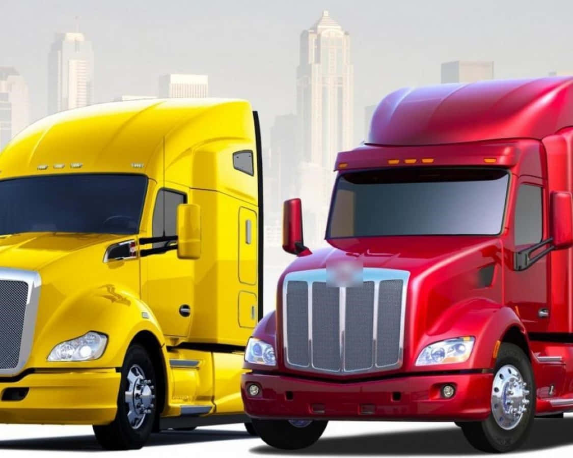 Kenworth T680, yellow, red, SD Desktop Wallpaper