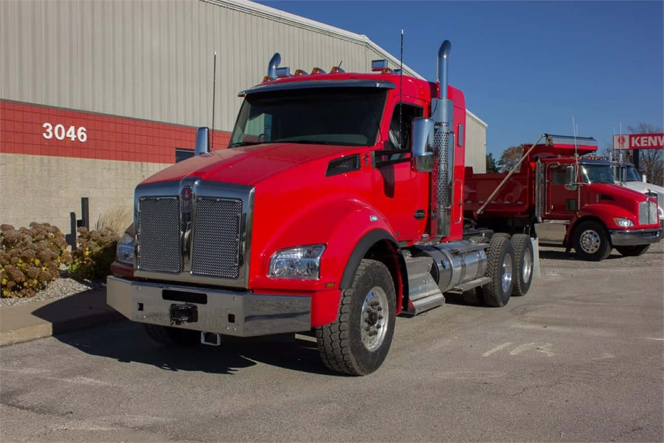 Kenworth T880, vibrant red, chrome accents, HD Desktop Wallpaper