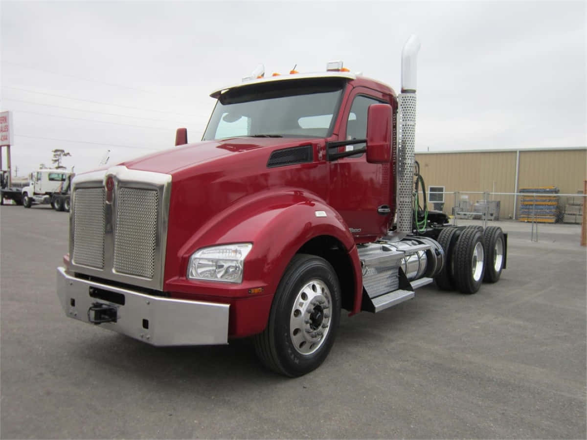 Kenworth T880, glossy red, chrome accents, SD Desktop Wallpaper
