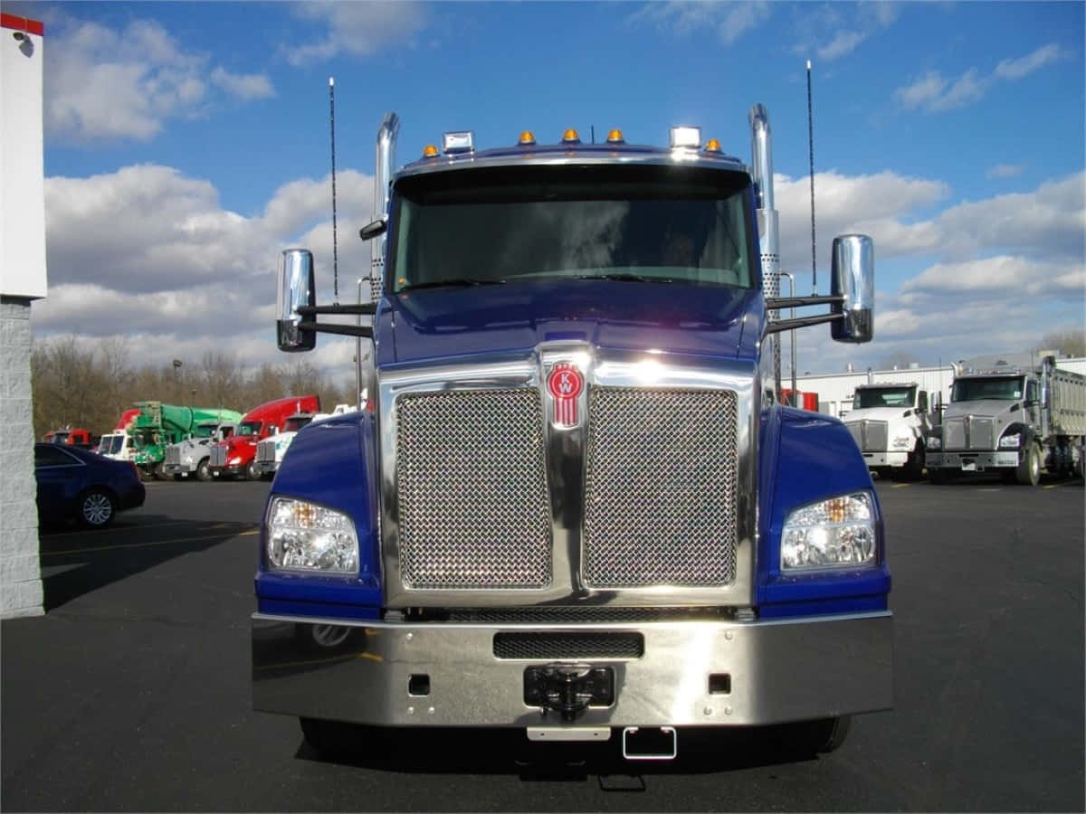 Kenworth T880, blue, chrome accents, SD Desktop Wallpaper