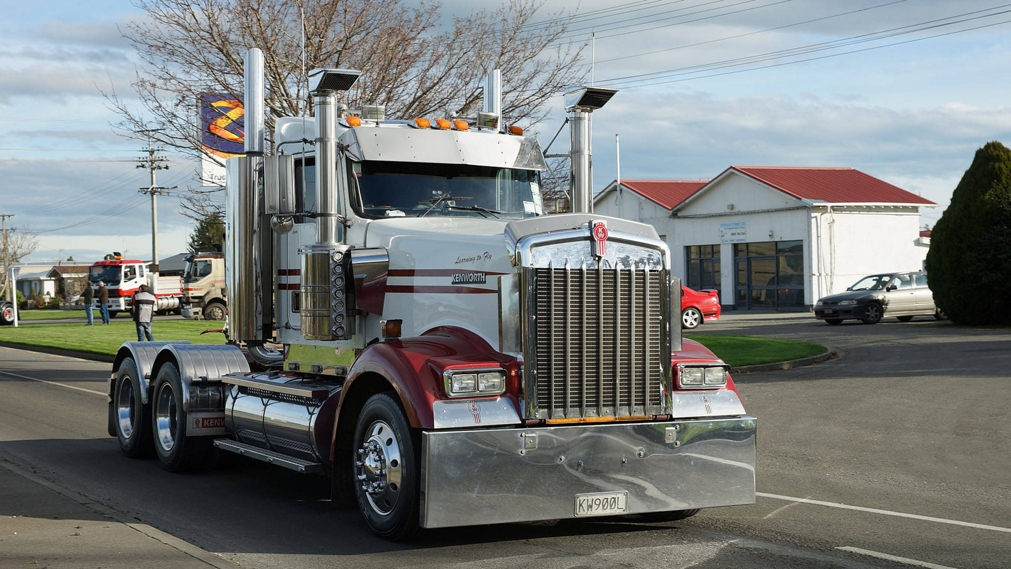 Kenworth W900, white, red, Full HD Desktop Wallpaper