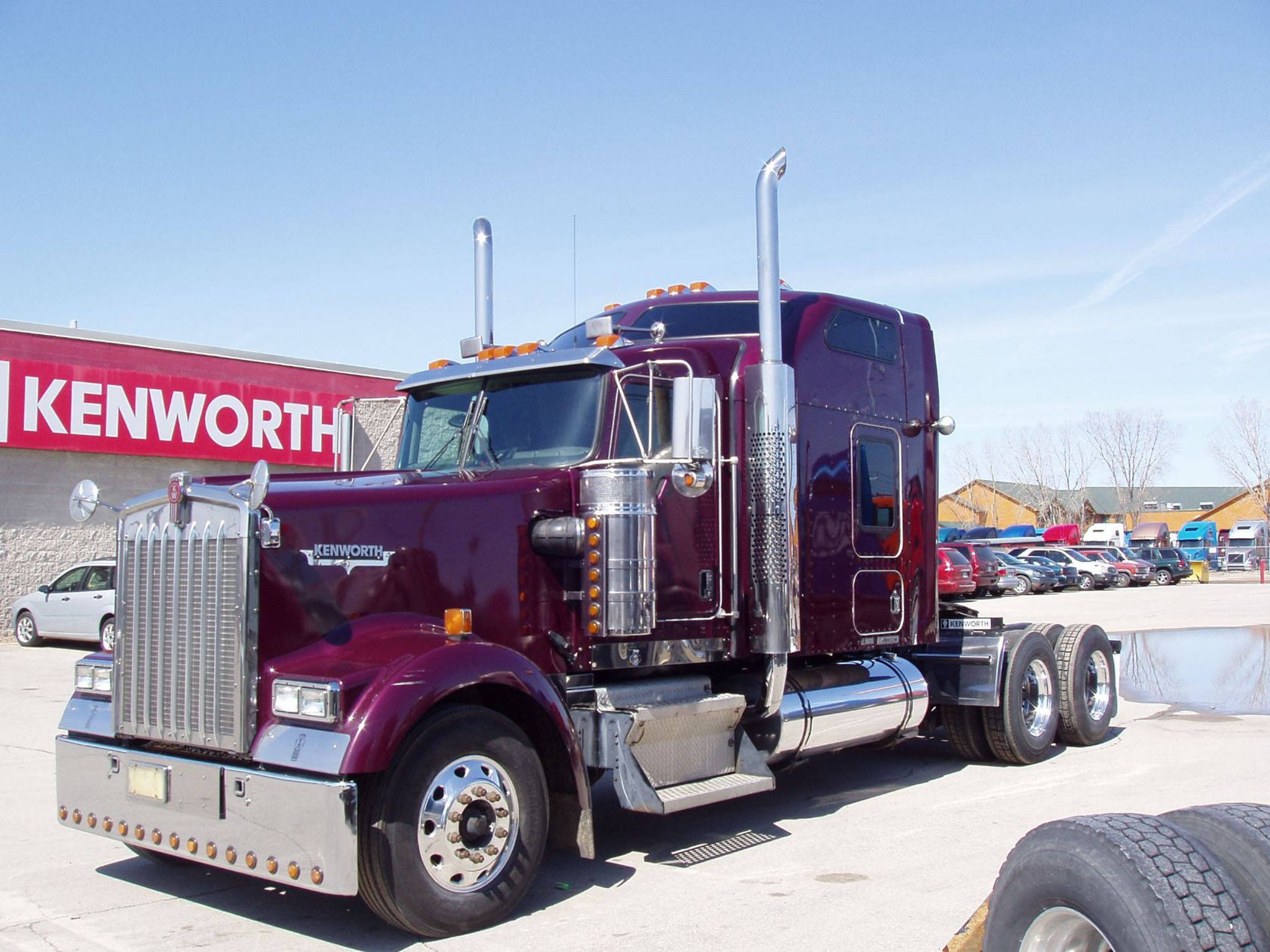 Kenworth W900, sleeper truck, maroon, Full HD Desktop Wallpaper