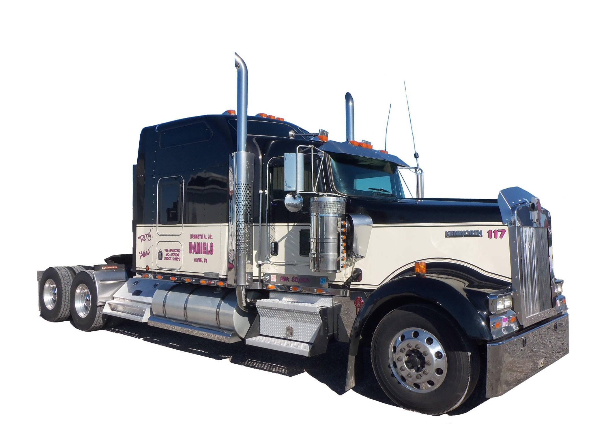 Kenworth W900, black and cream, chrome accents, Full HD Desktop Wallpaper