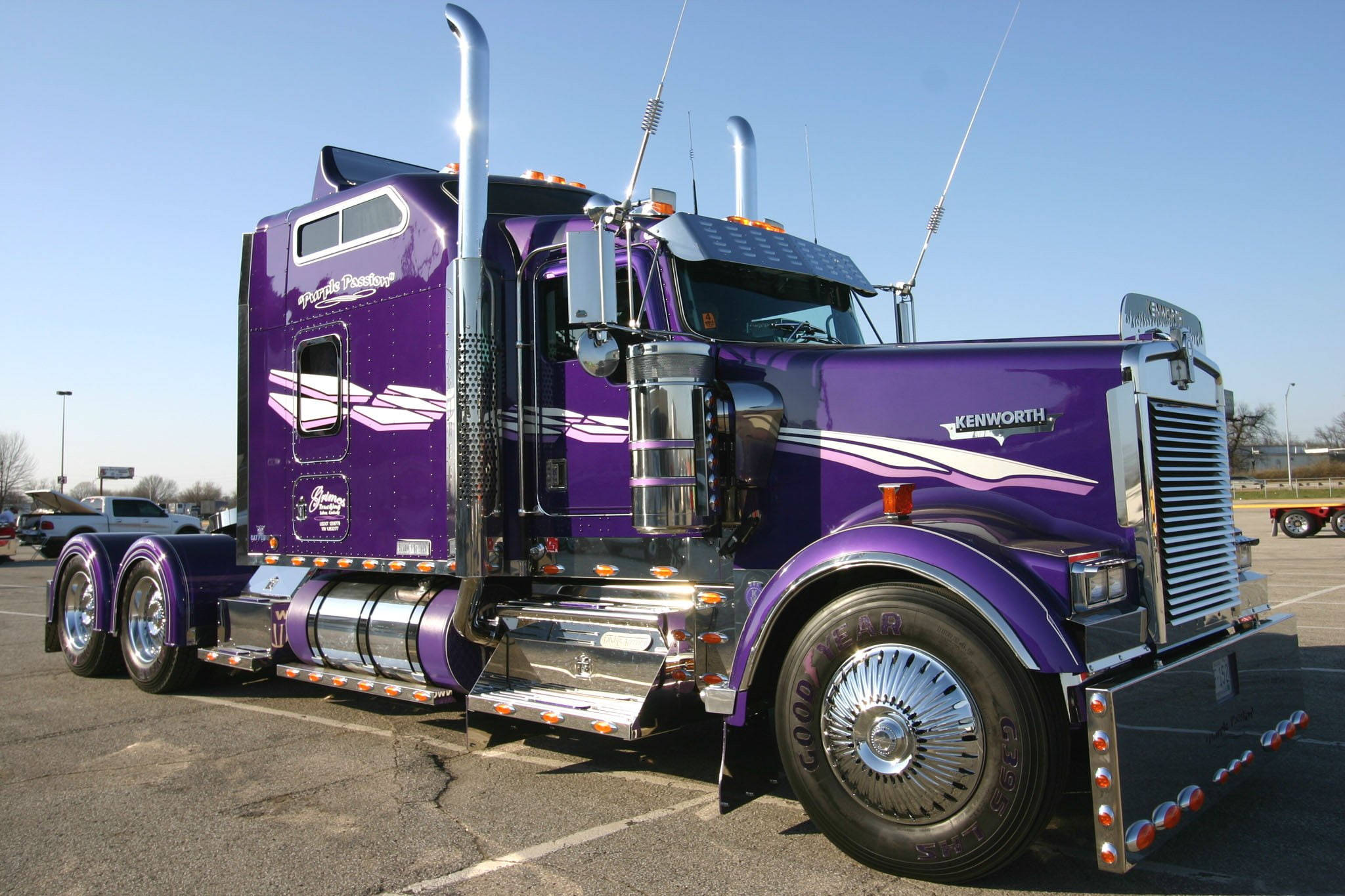 Kenworth W900, purple, chrome accents, Full HD Desktop Wallpaper