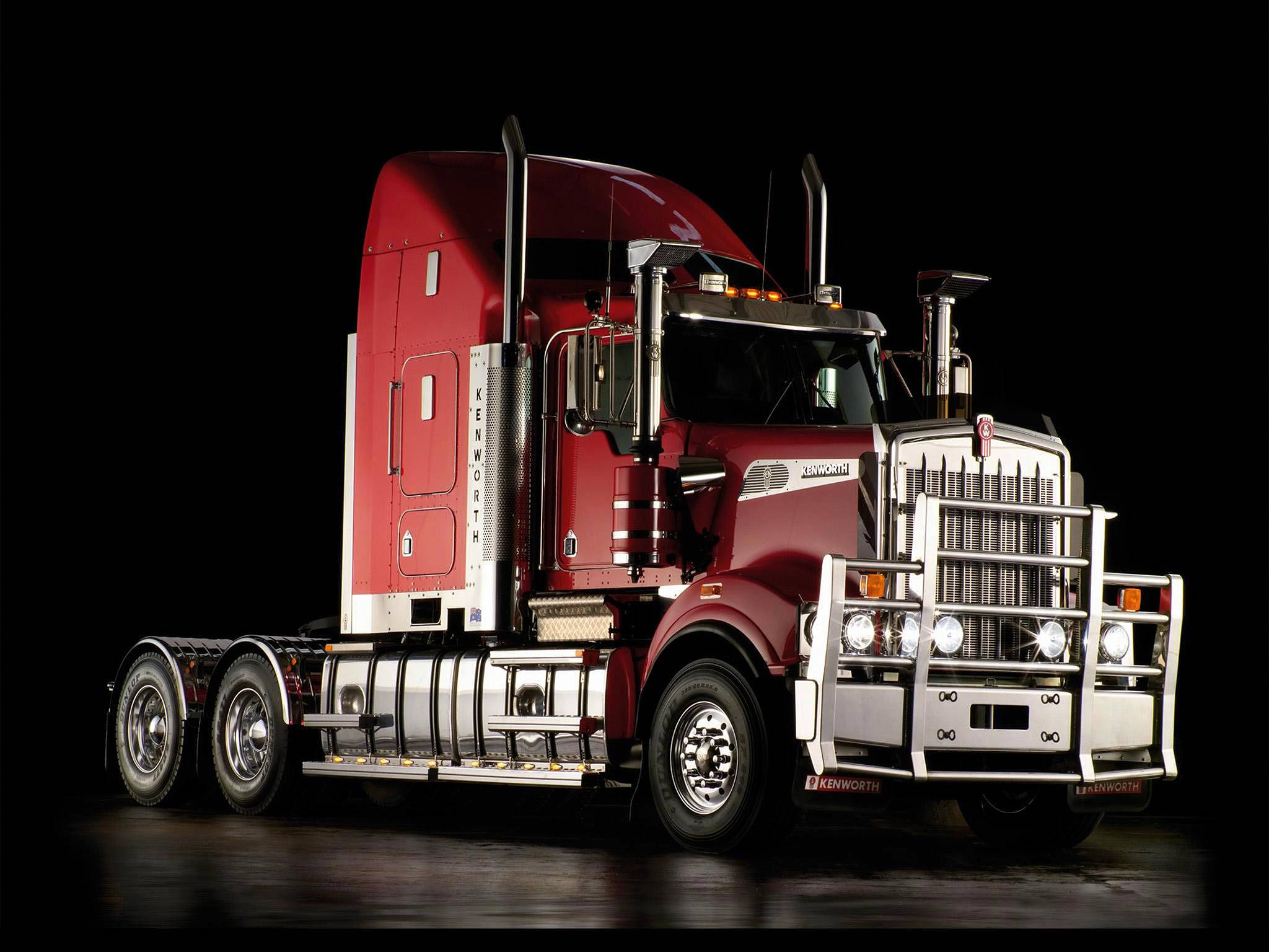 Kenworth W900, red, chrome accents, Full HD Desktop Wallpaper