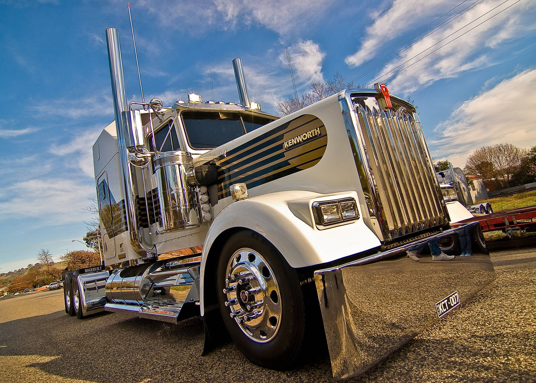 Kenworth, white painted, chrome accents, Full HD Desktop Wallpaper