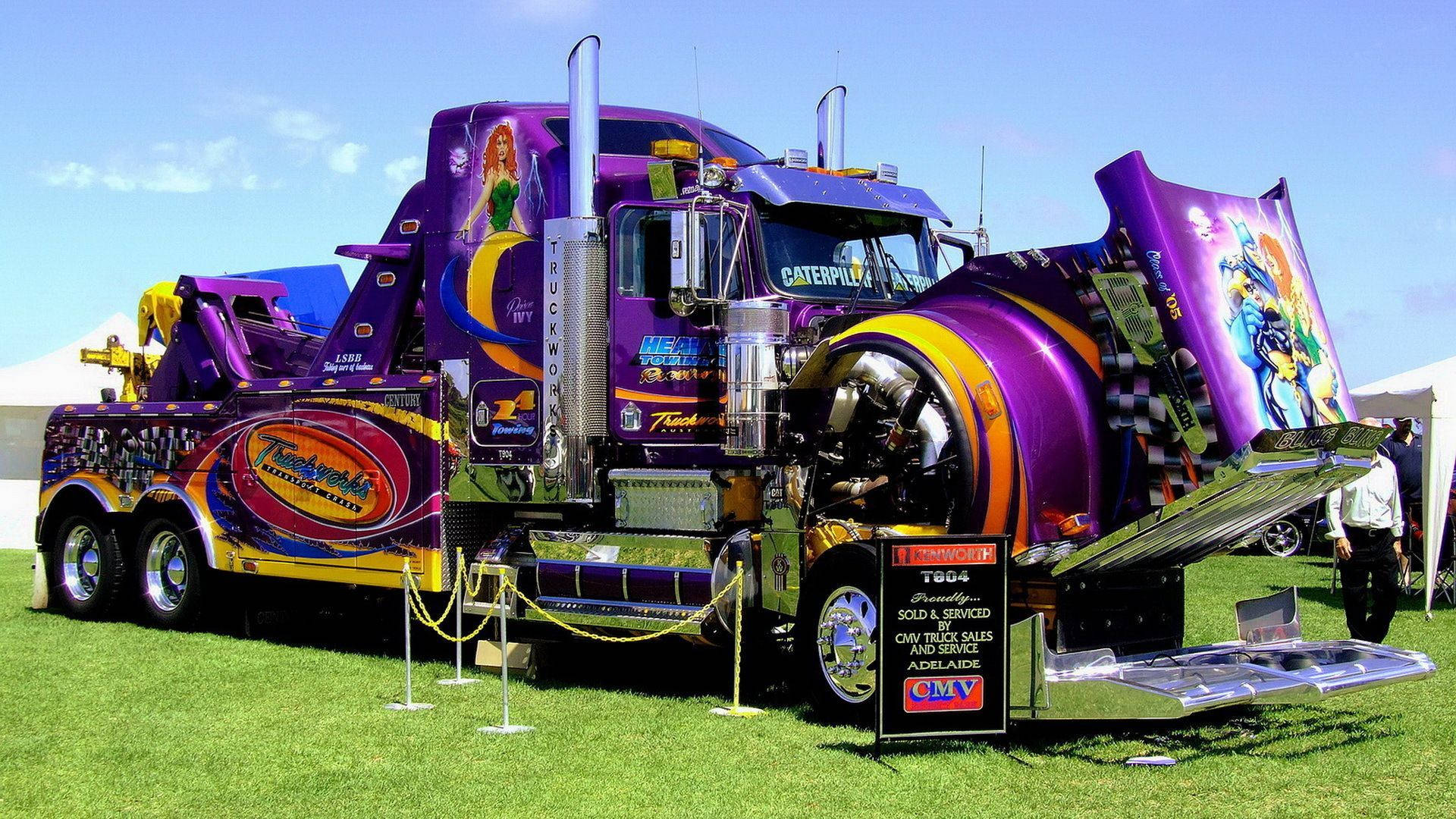 Kenworth, customized truck, vibrant purple, Full HD Desktop Wallpaper