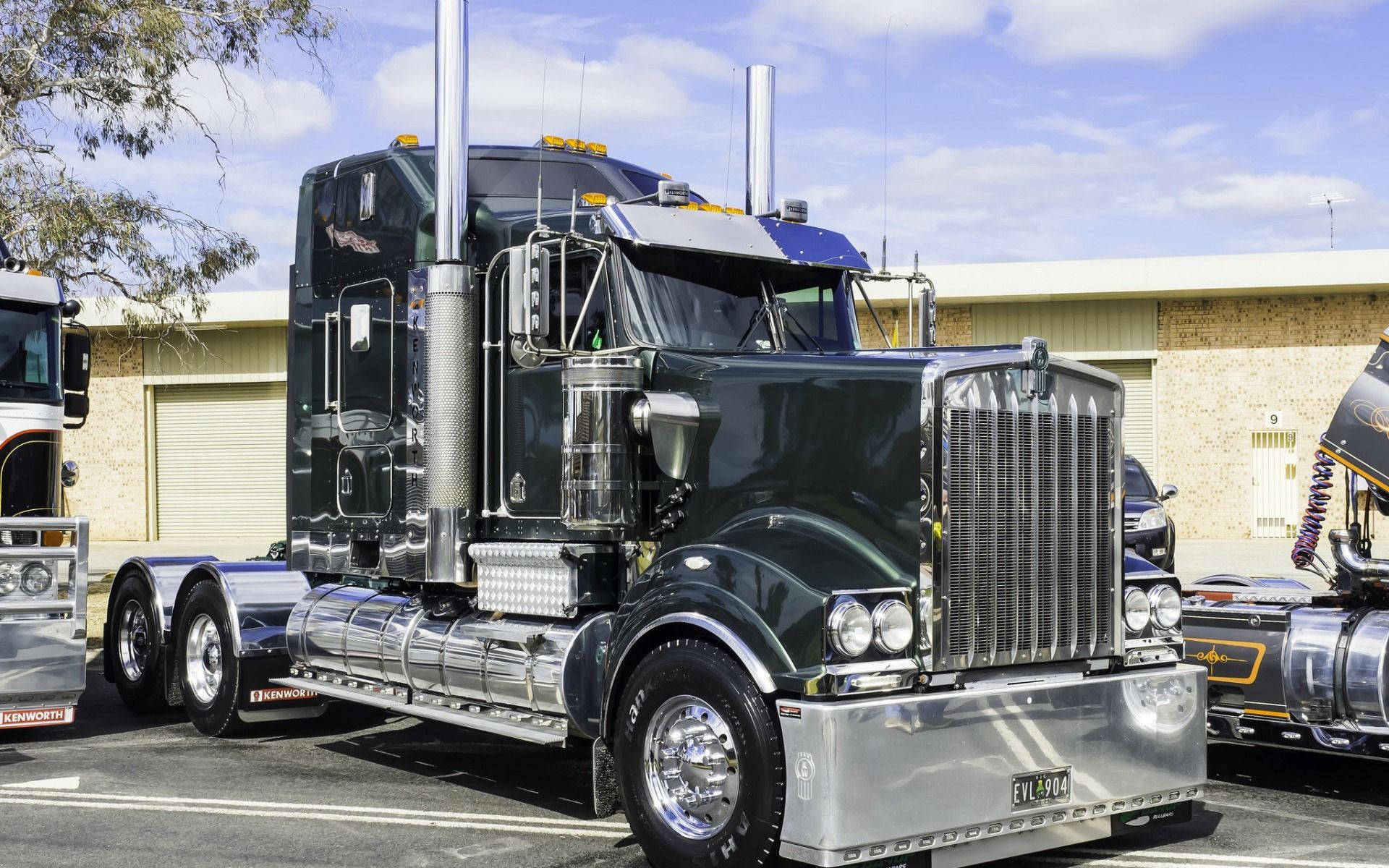 Kenworth, shiny black, chrome accents, Full HD Desktop Wallpaper