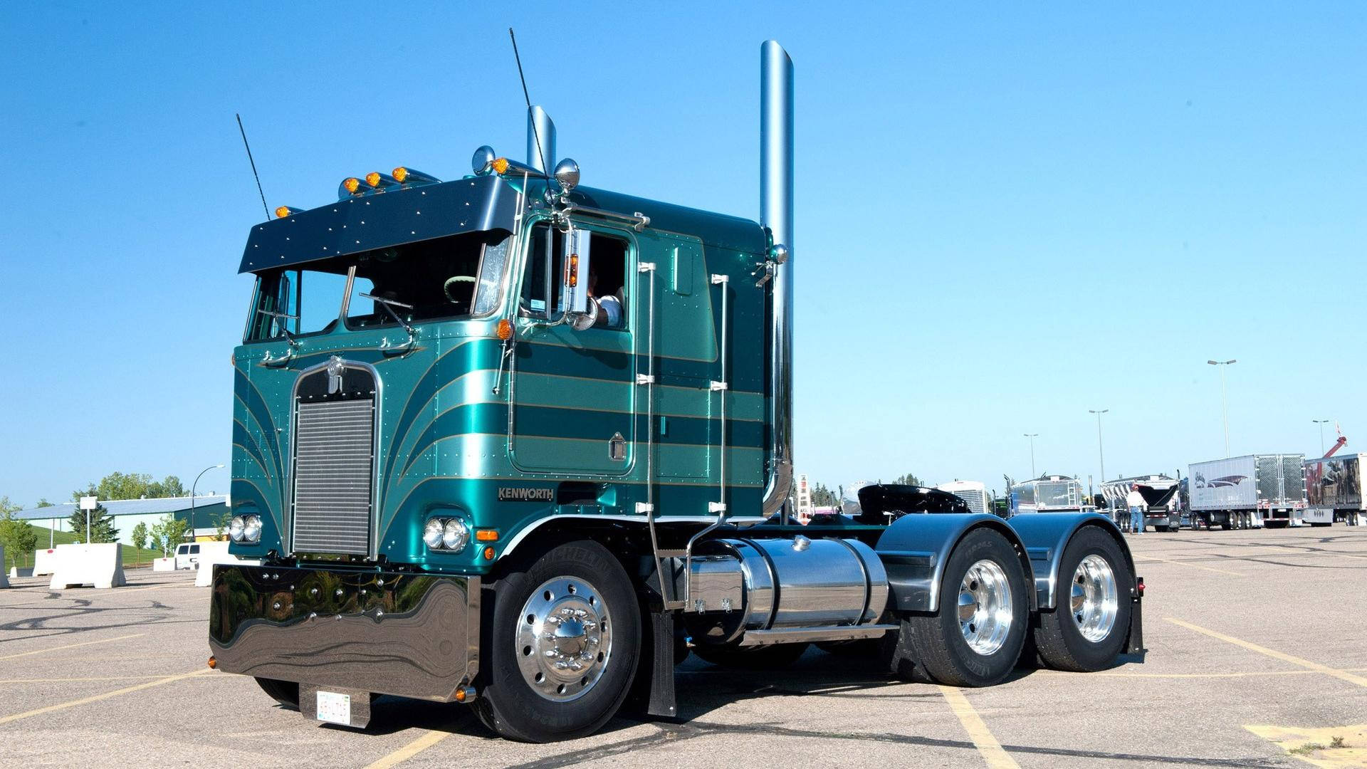 Kenworth, metallic green, teal, Full HD Desktop Wallpaper