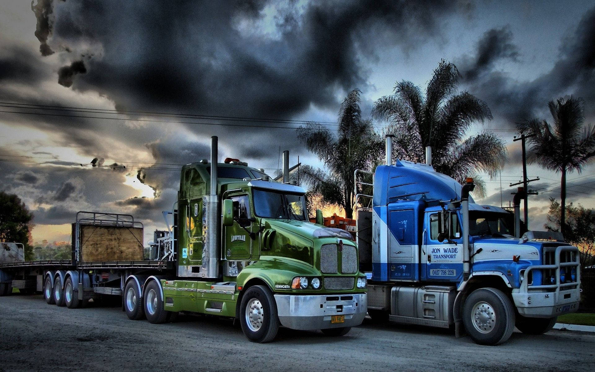 Kenworth, green, blue, Full HD Desktop Wallpaper