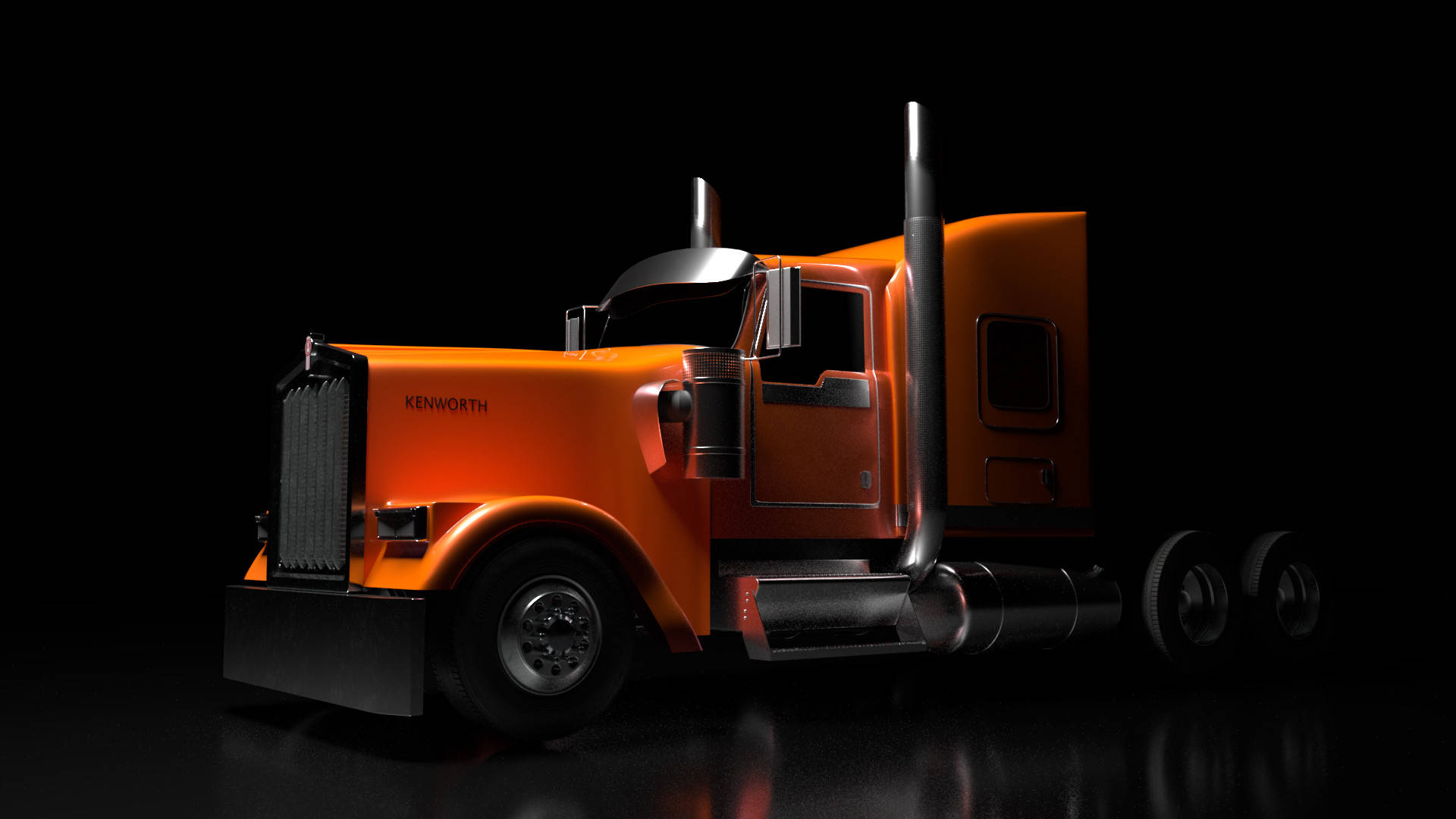 Kenworth, orange, semi-truck, Full HD Desktop Wallpaper