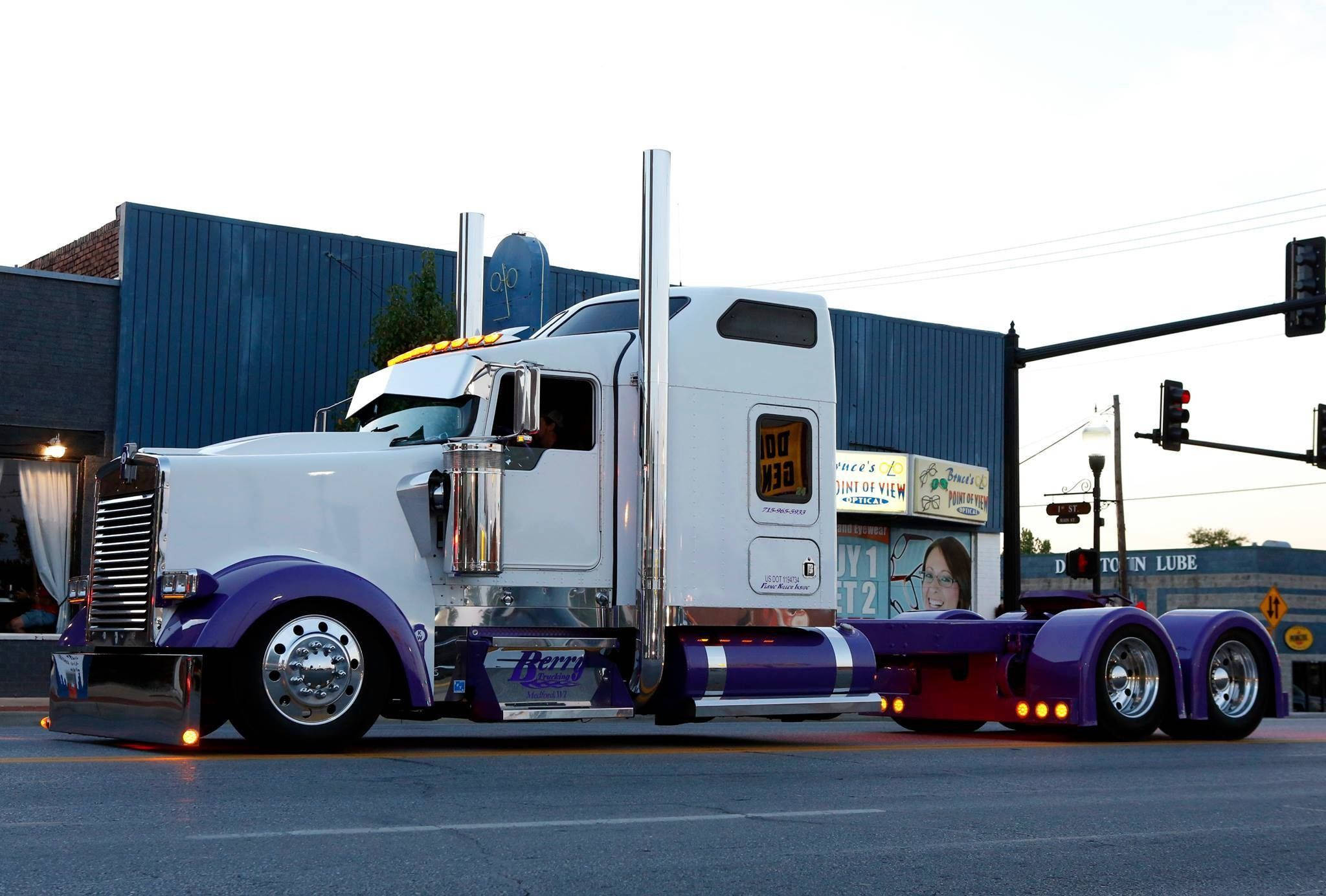 Kenworth, white and purple, semi-truck, Full HD Desktop Wallpaper
