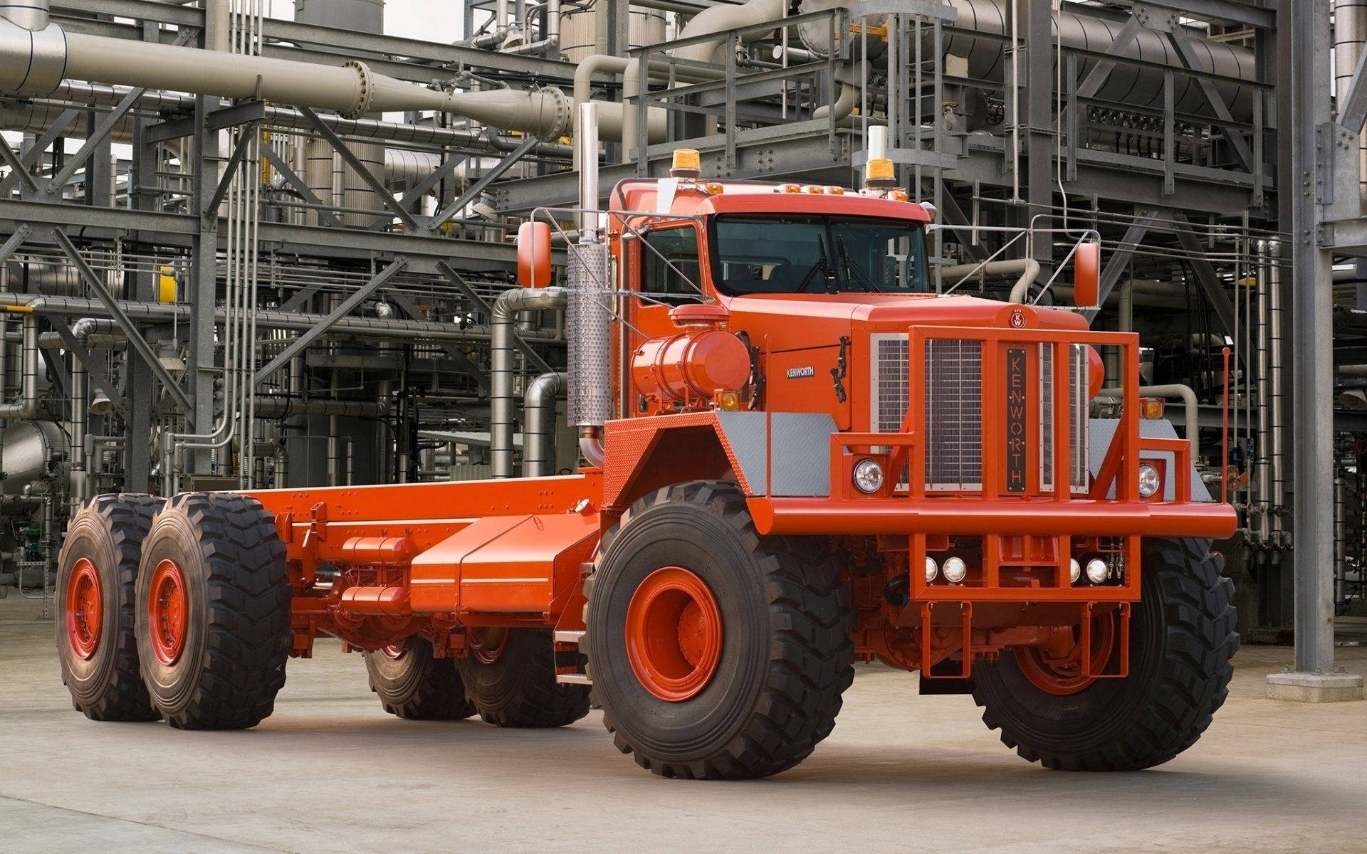Kenworth, bright orange, heavy-duty truck, Full HD Desktop Wallpaper