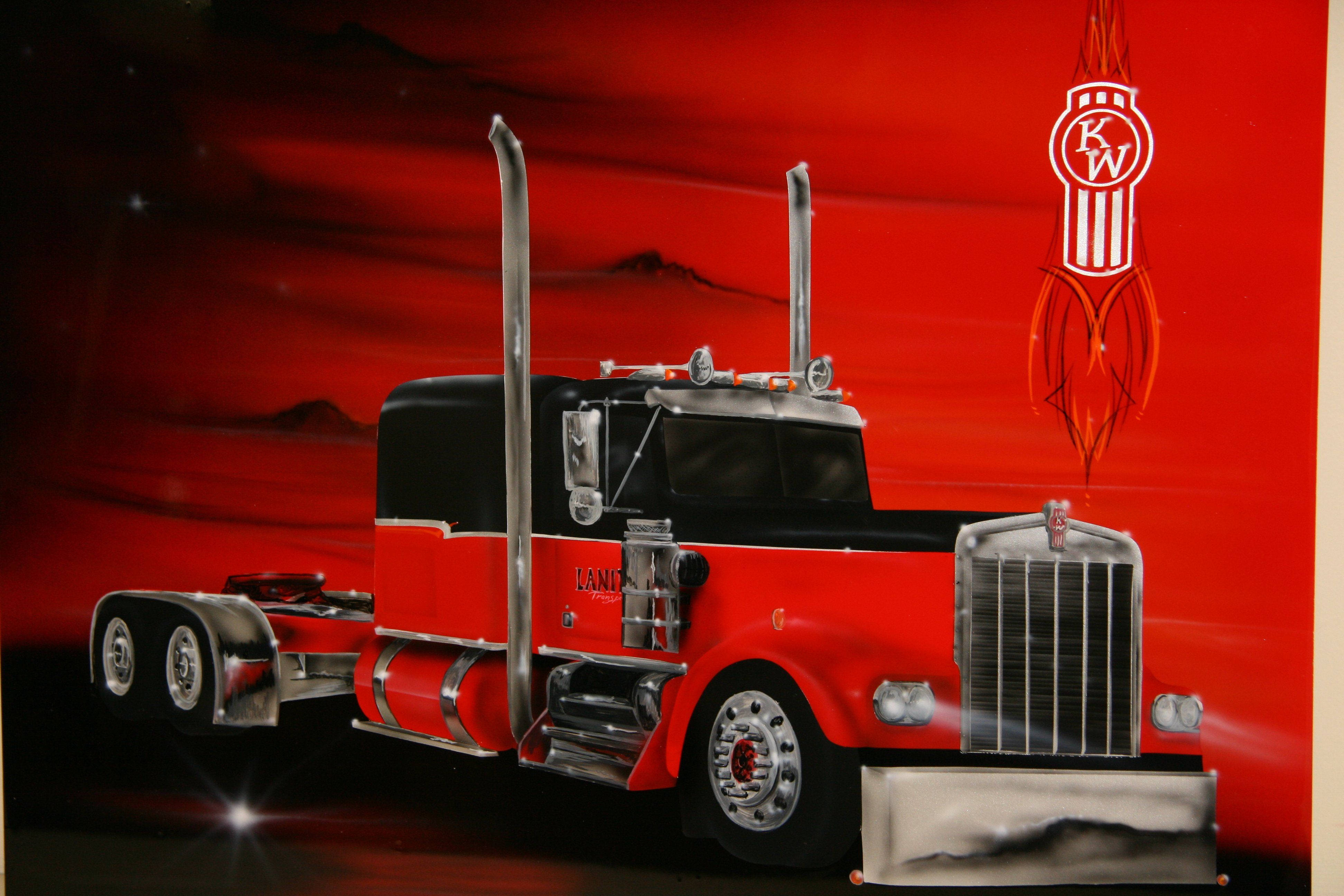 Kenworth, black and red truck, chrome accents, 4K Desktop Wallpaper