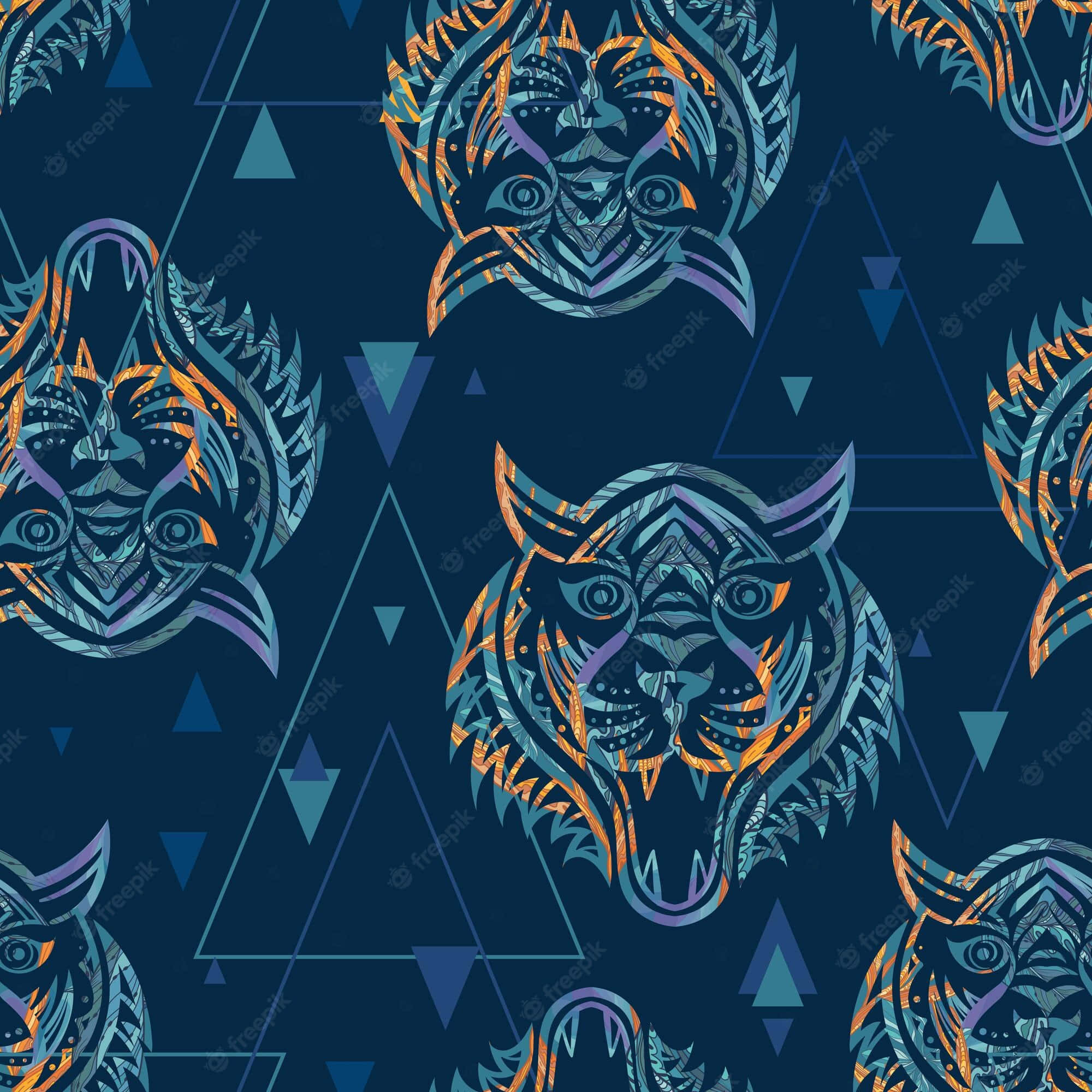 Kenzo, blue tiger pattern, teal, Full HD Desktop Wallpaper