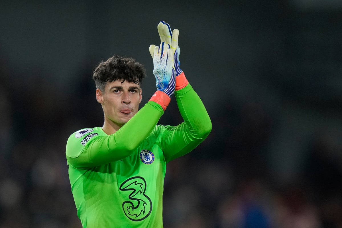 Kepa Arrizabalaga, bright green jersey, gloved hands, SD Desktop Wallpaper