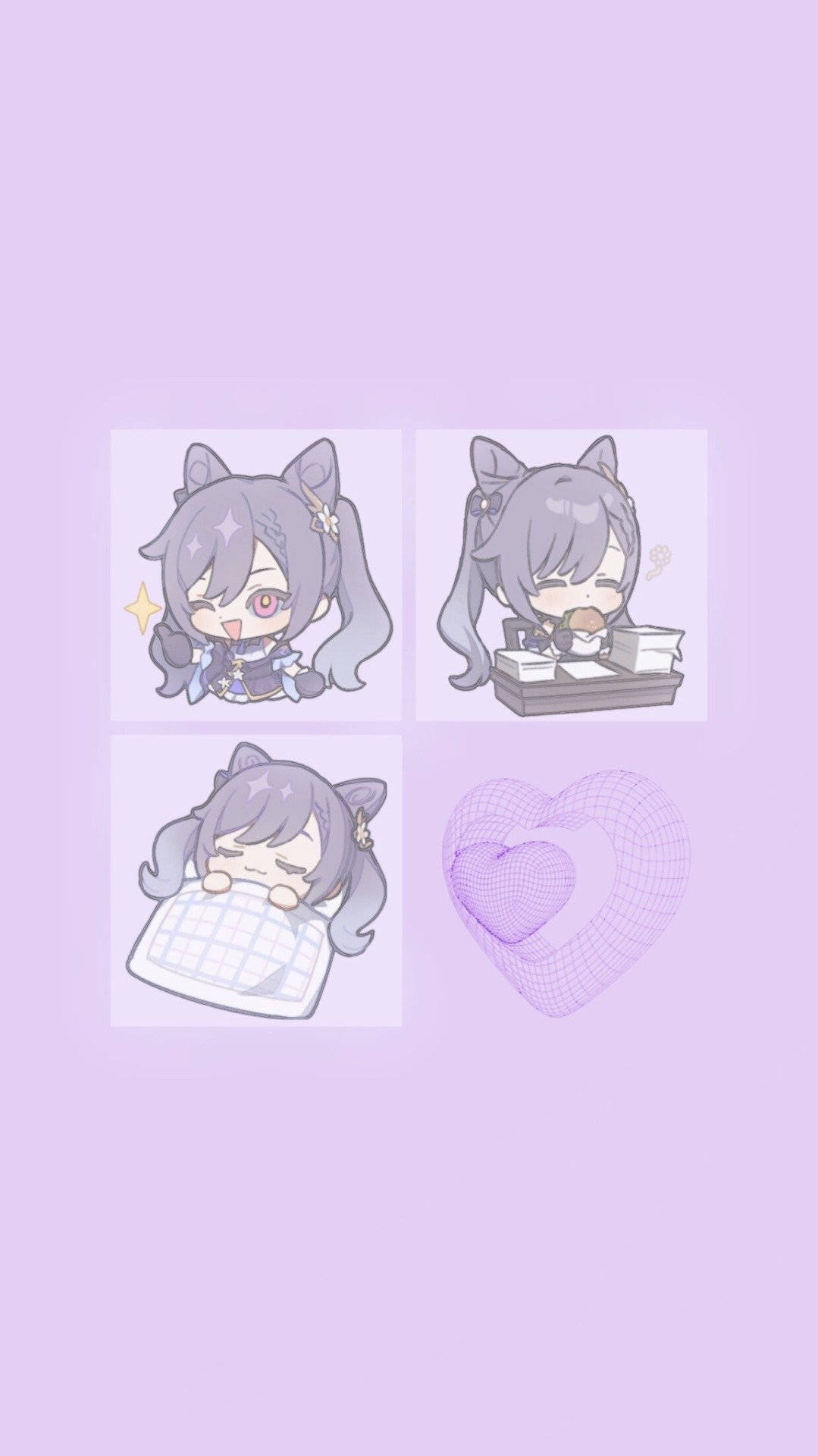 Keqing, chibi anime girl, cat ears, Full HD Phone Wallpaper
