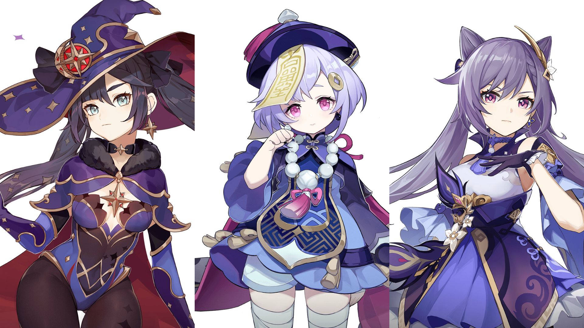 Keqing, anime-style, female characters, Full HD Desktop Wallpaper