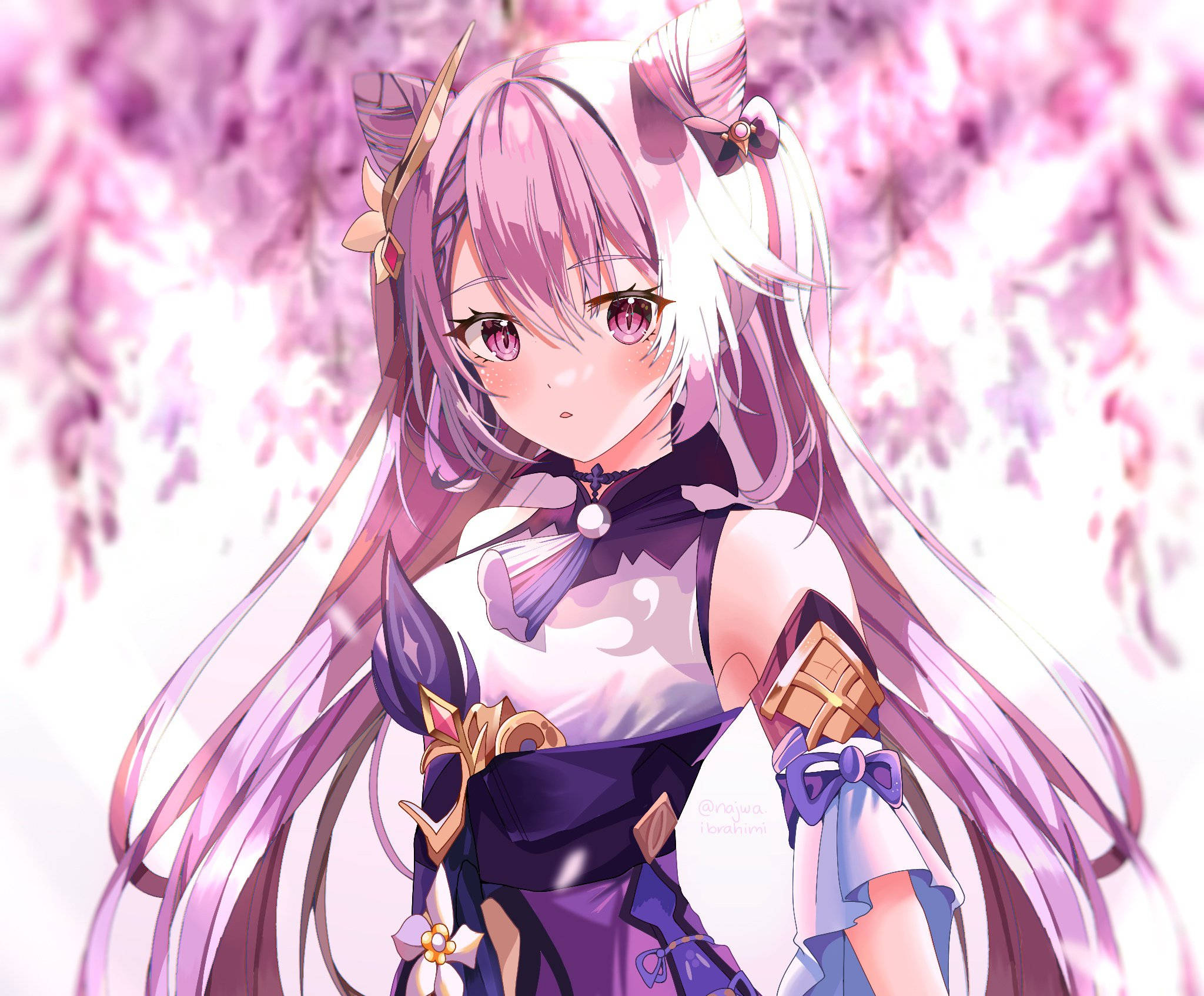 Keqing, pink-haired, anime girl, Full HD Desktop Wallpaper