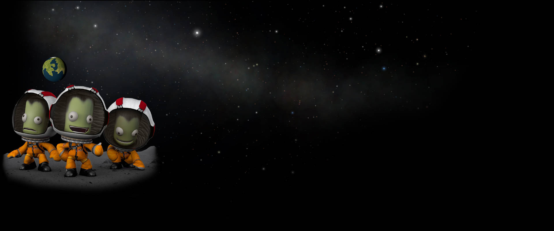 Kerbal Space Program, aliens, cartoonish green astronauts, Full HD Desktop Wallpaper