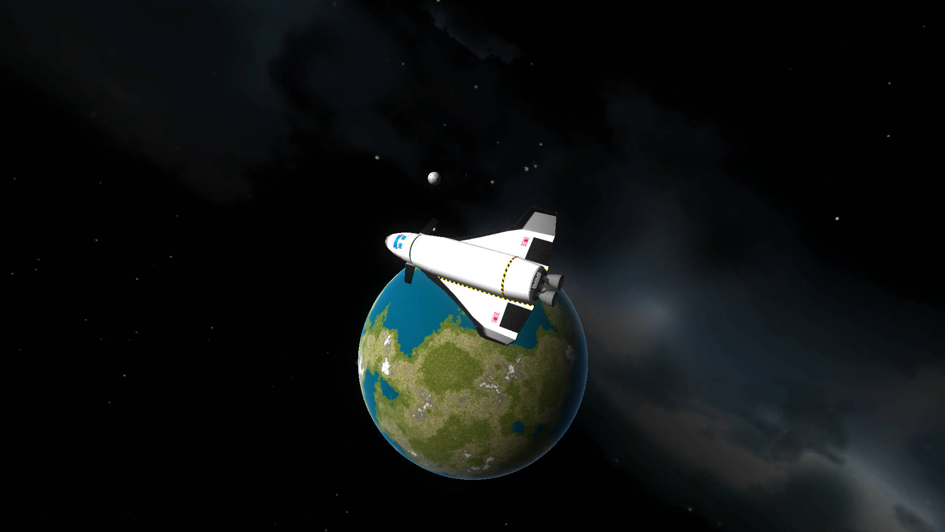 Kerbal Space Program, space shuttle, blue and green planet, Full HD Desktop Wallpaper