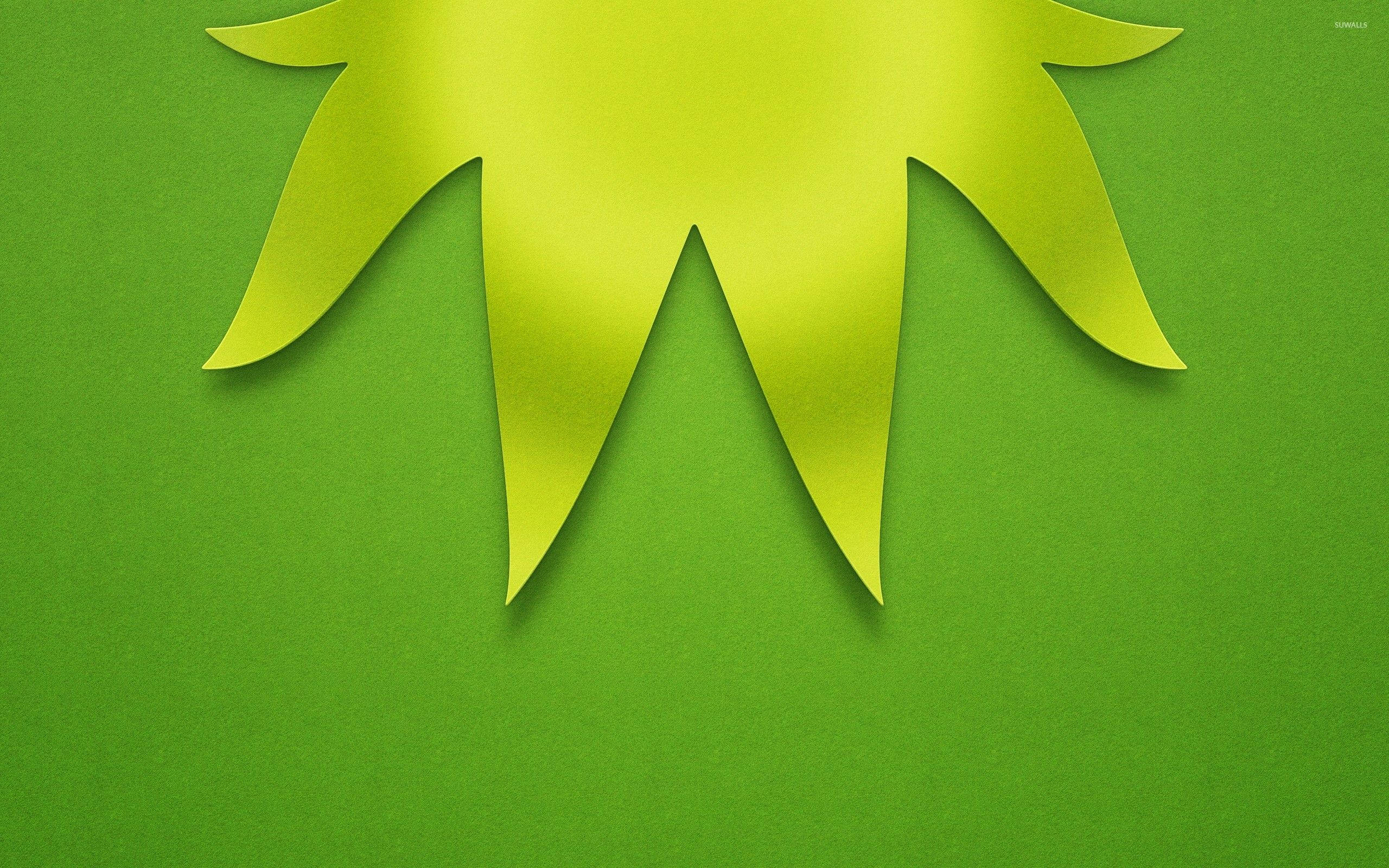 Kermit The Frog, bright yellow, paper sun cutout, 2K Desktop Wallpaper