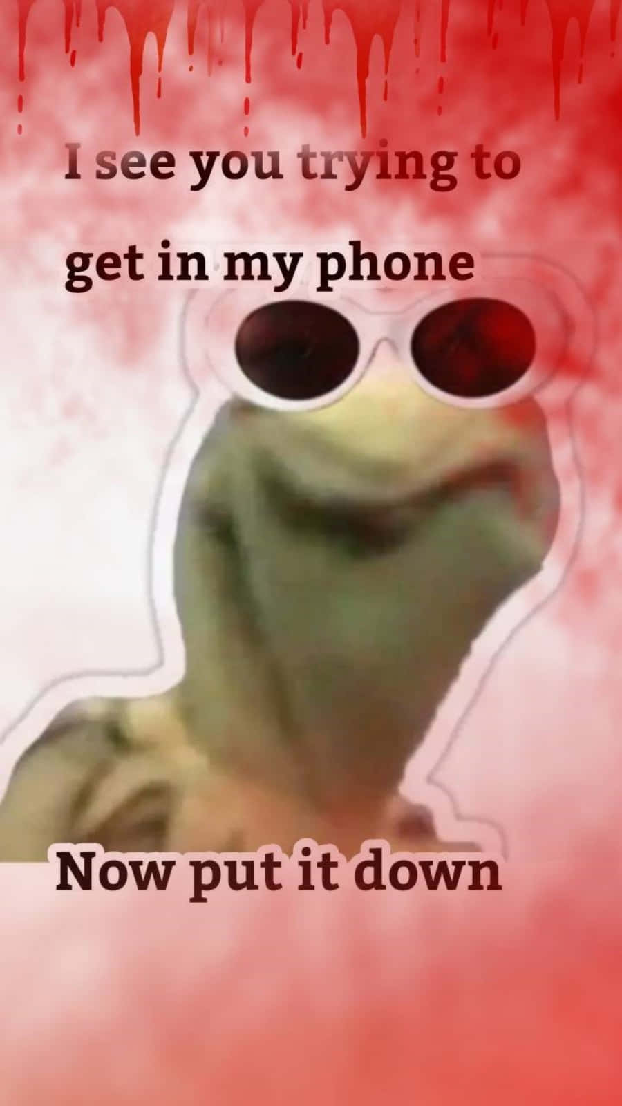 Kermit The Frog, red-lensed sunglasses, dripping red background, HD Phone Wallpaper