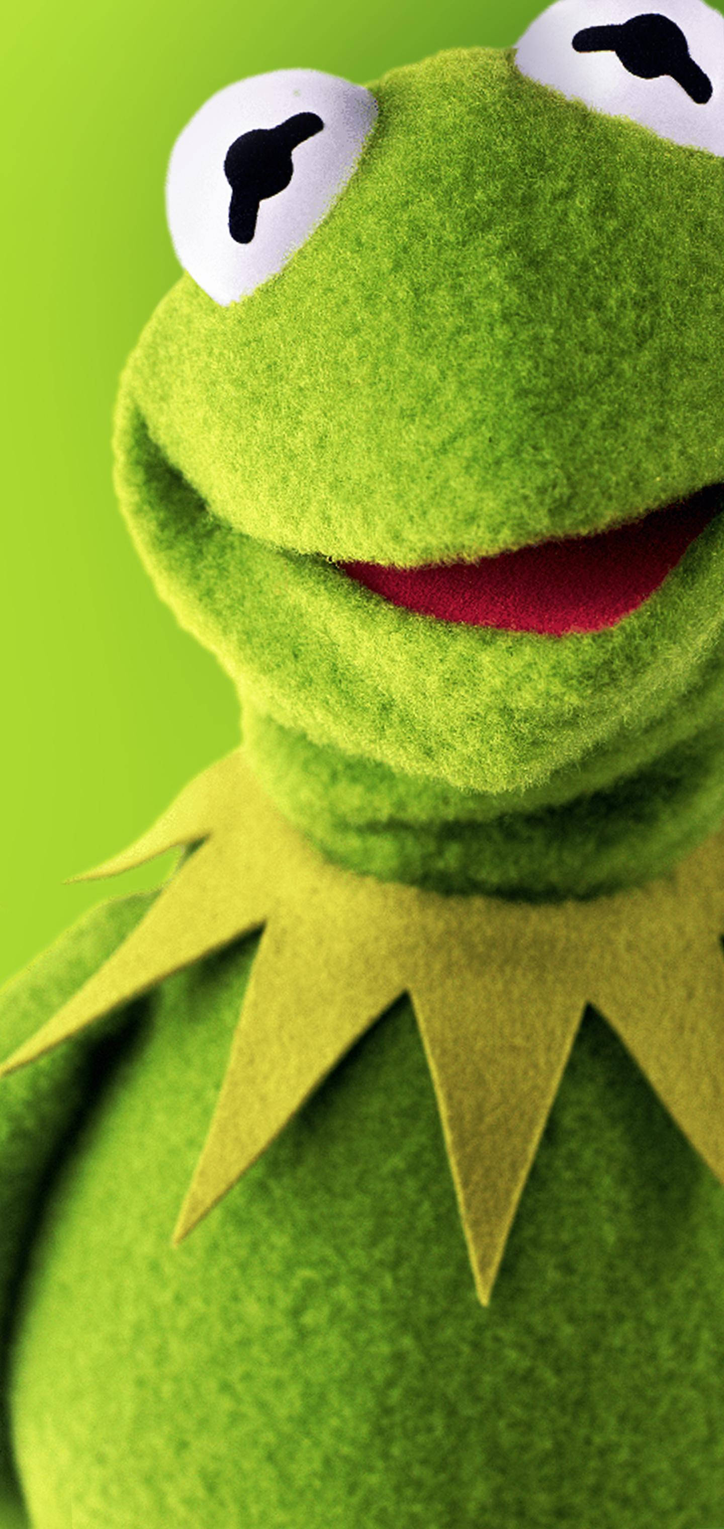 Kermit The Frog, bright green felt texture, wide eyes, 2K Phone Wallpaper
