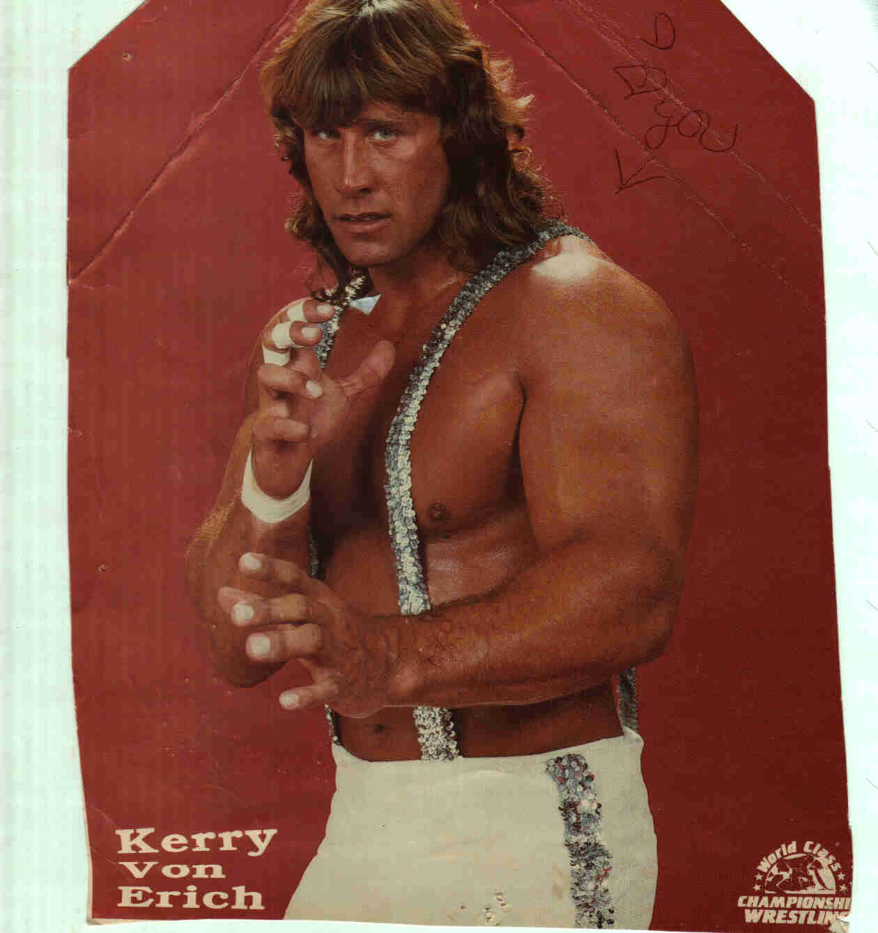 Kerry Von Erich, white sequined trunks, red backdrop, HD Phone Wallpaper