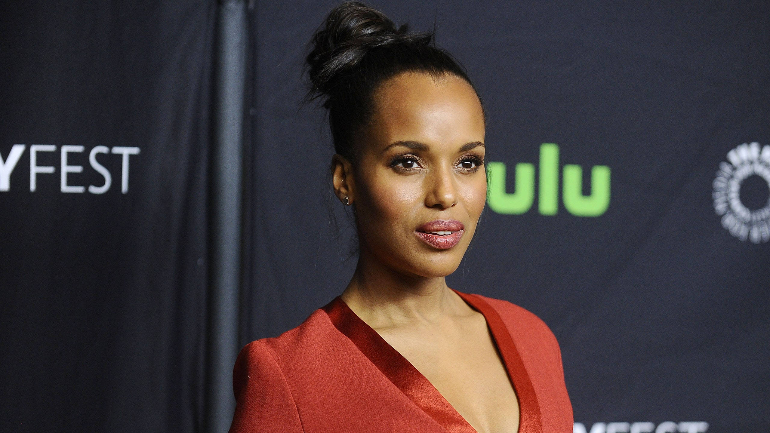 34th Paley Fest, Kerry Washington, red dress, 2K Desktop Wallpaper