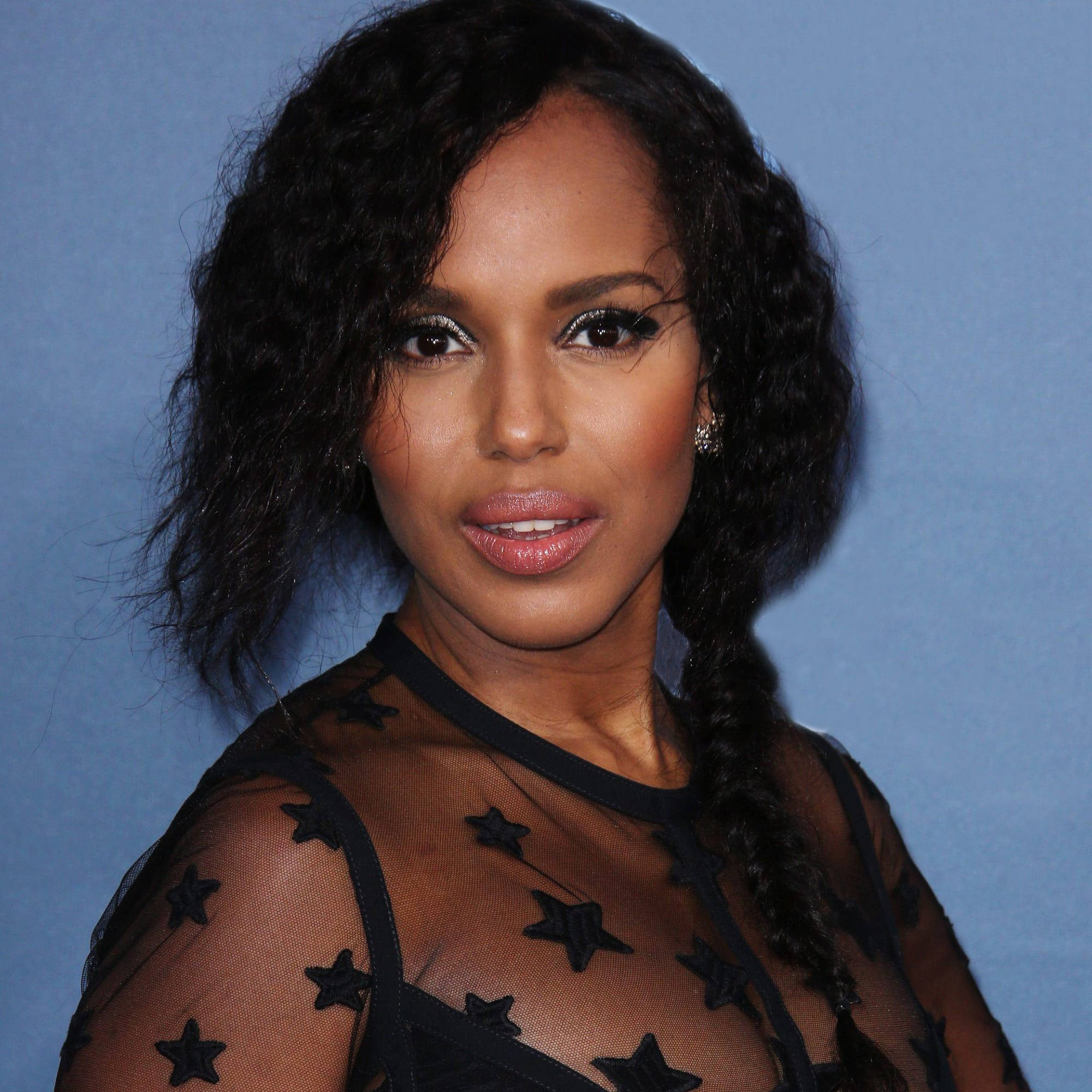 Kerry Washington, curly hair, star-patterned sheer top, Full HD Desktop Wallpaper