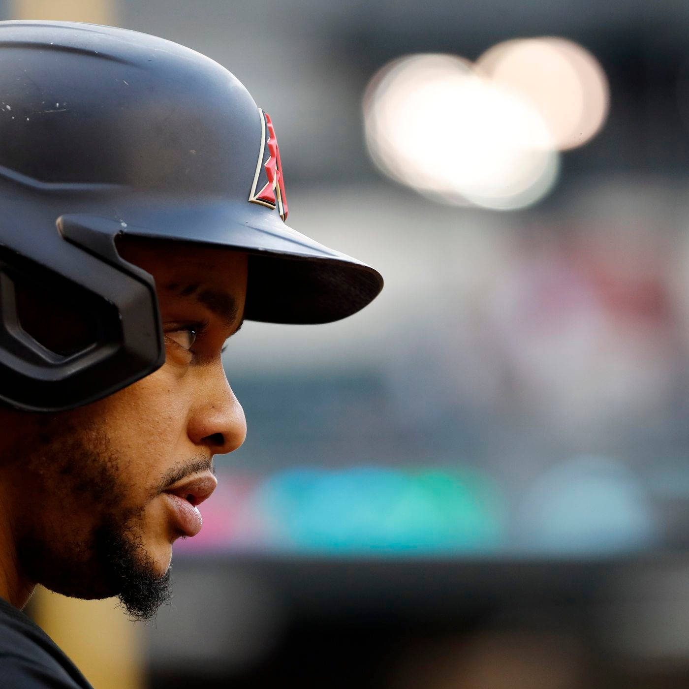 Ketel Marte, black helmet, red logo, HD Desktop Wallpaper