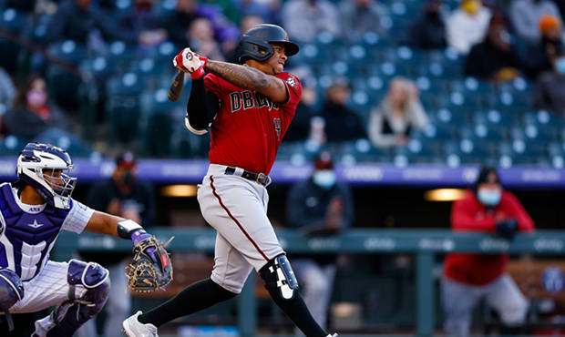 Ketel Marte, red uniform, baseball player, SD Desktop Wallpaper