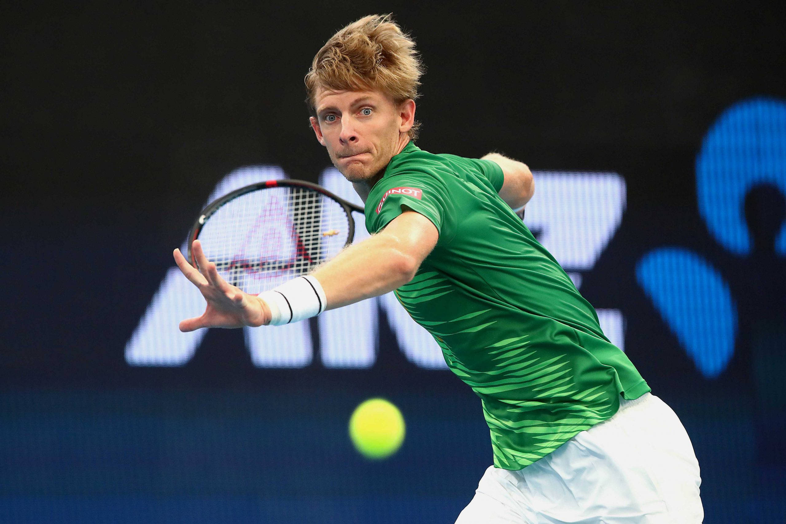 Kevin Anderson, green shirt, yellow ball, 2K Desktop Wallpaper