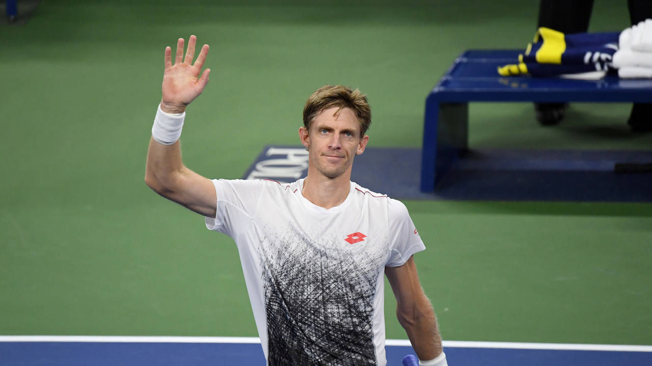 Kevin Anderson, tennis player, green and blue hard court, HD Desktop Wallpaper
